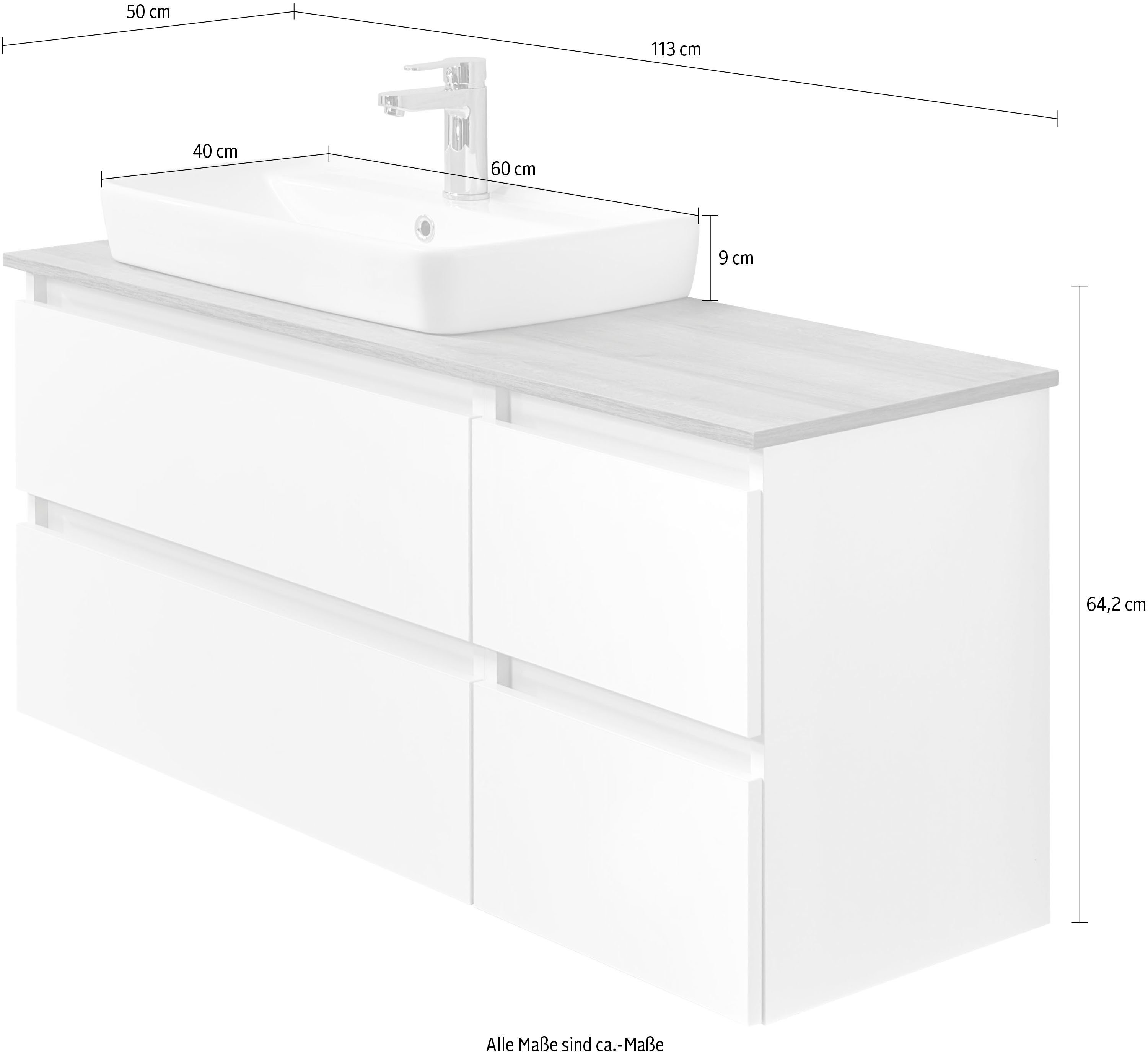 Saphir Wastafelonderkast Quickset wastafel met keramische opzetwasbak, wandbevestiging