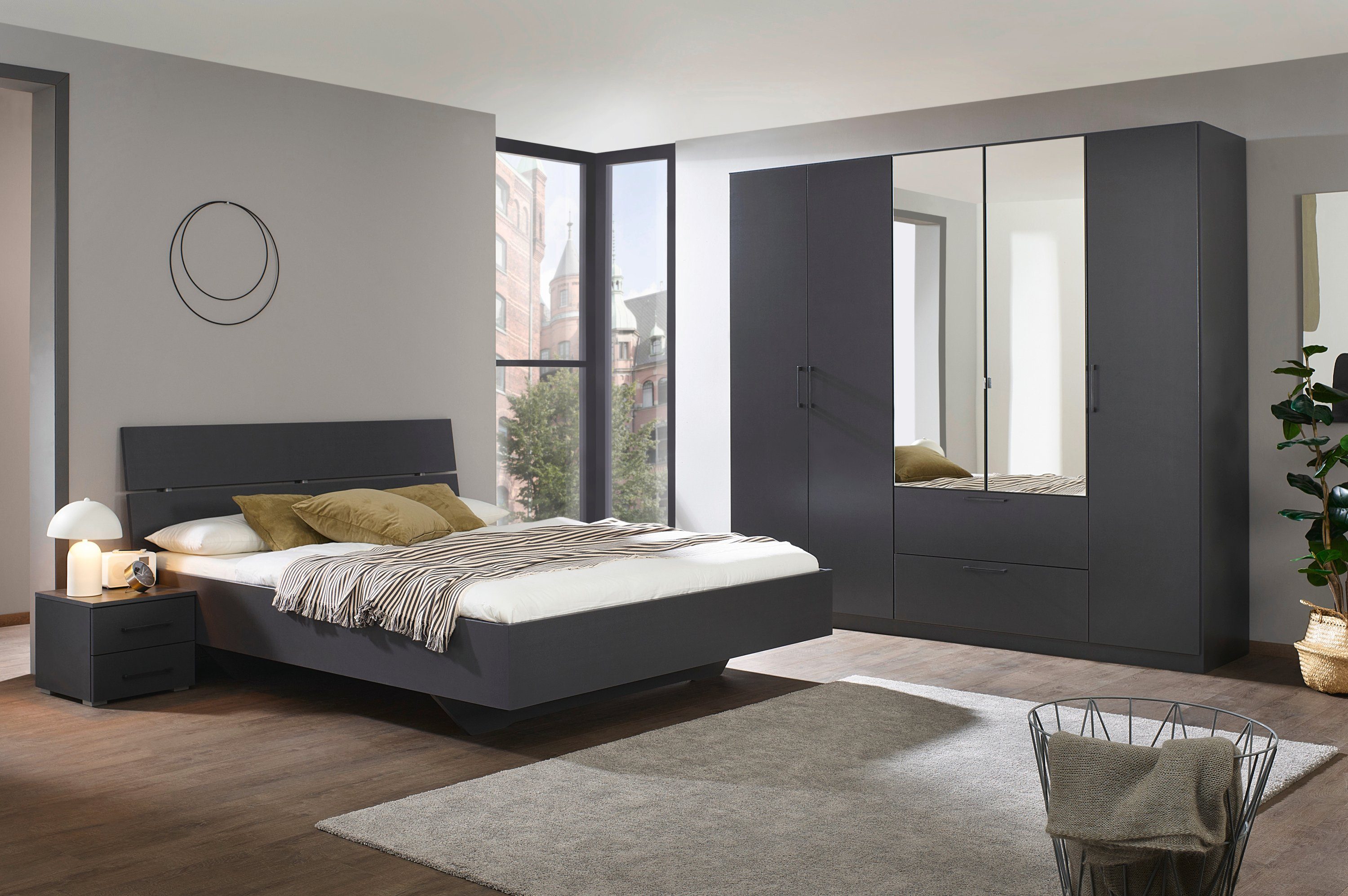 Slaapkamerserie Compleet slaapkamer Challenger (Set van 4 delen) Kast 2 breedtes, bed 3 breedtes, 2 nachttafels MADE IN GERMANY