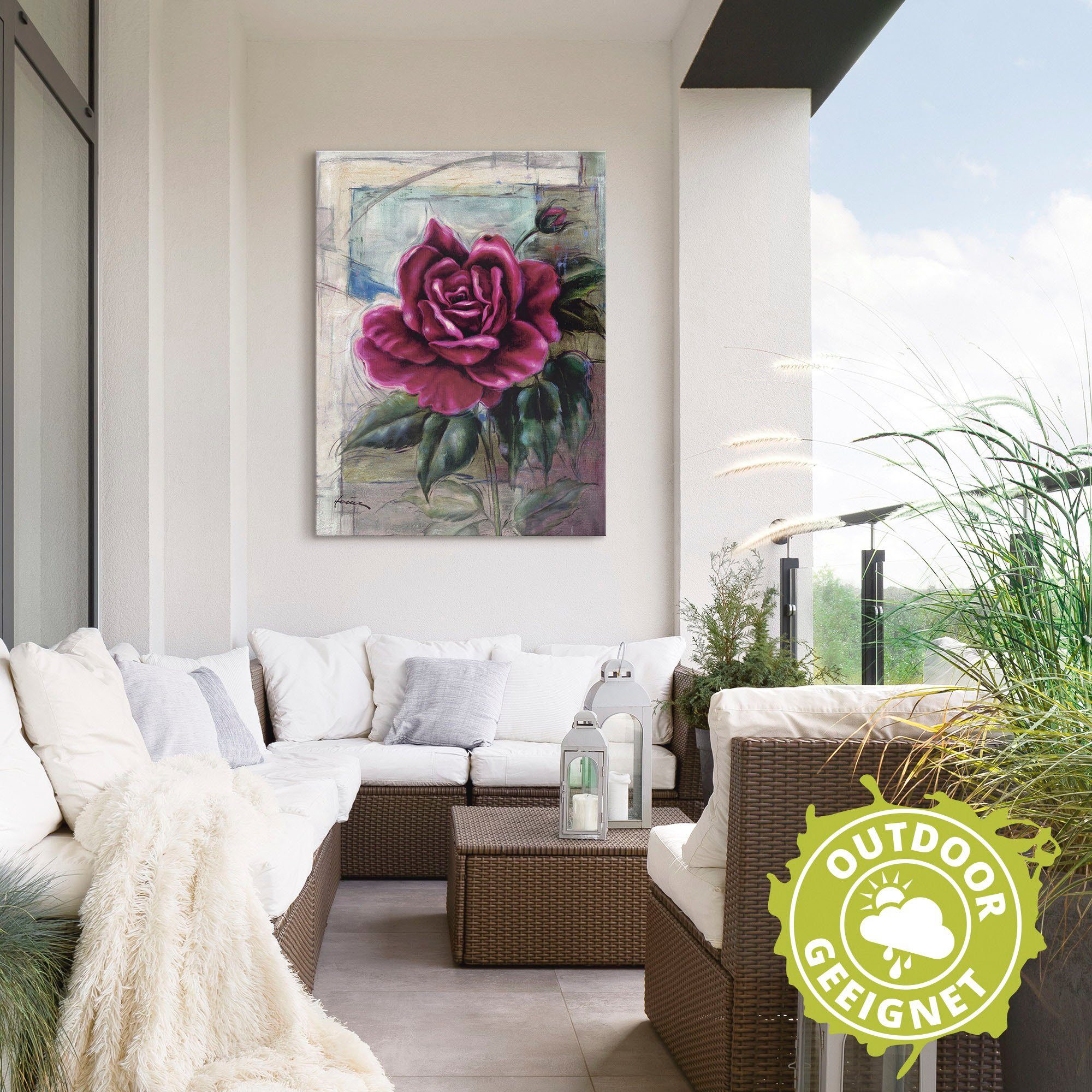 Artland Artprint Roos II als artprint van aluminium, artprint voor buiten, artprint op linnen in verschillende maten