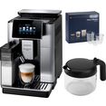 de'longhi volautomatisch koffiezetapparaat primadonna soul ecam 610.75.mb met koffiekanfunctie, zilver, inclusief koffiepot ter waarde van vap € 29,99 en + glazenset ter waarde van 46,90 vap zilver