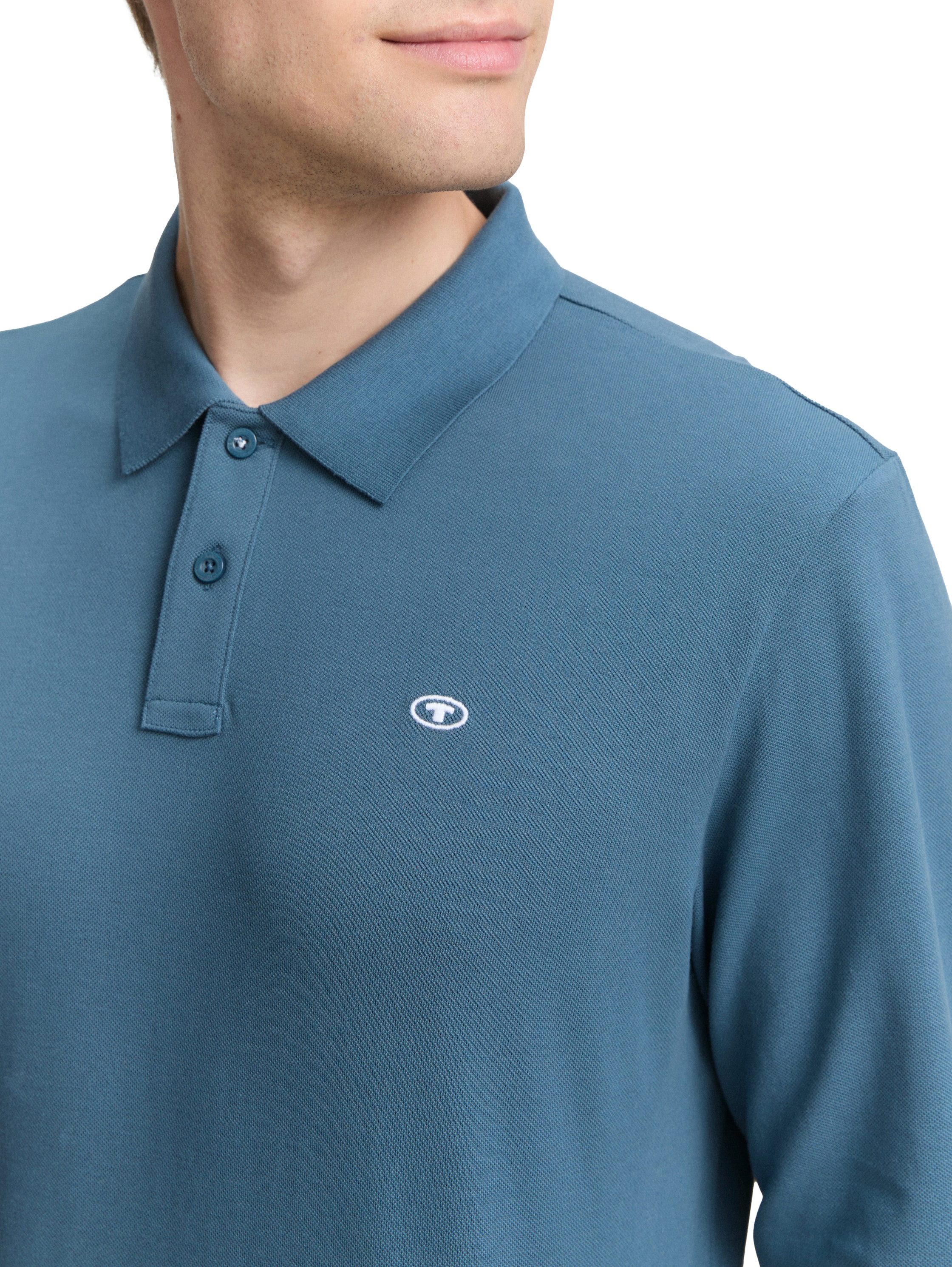 Tom Tailor Poloshirt met lange mouwen met logoborduursel