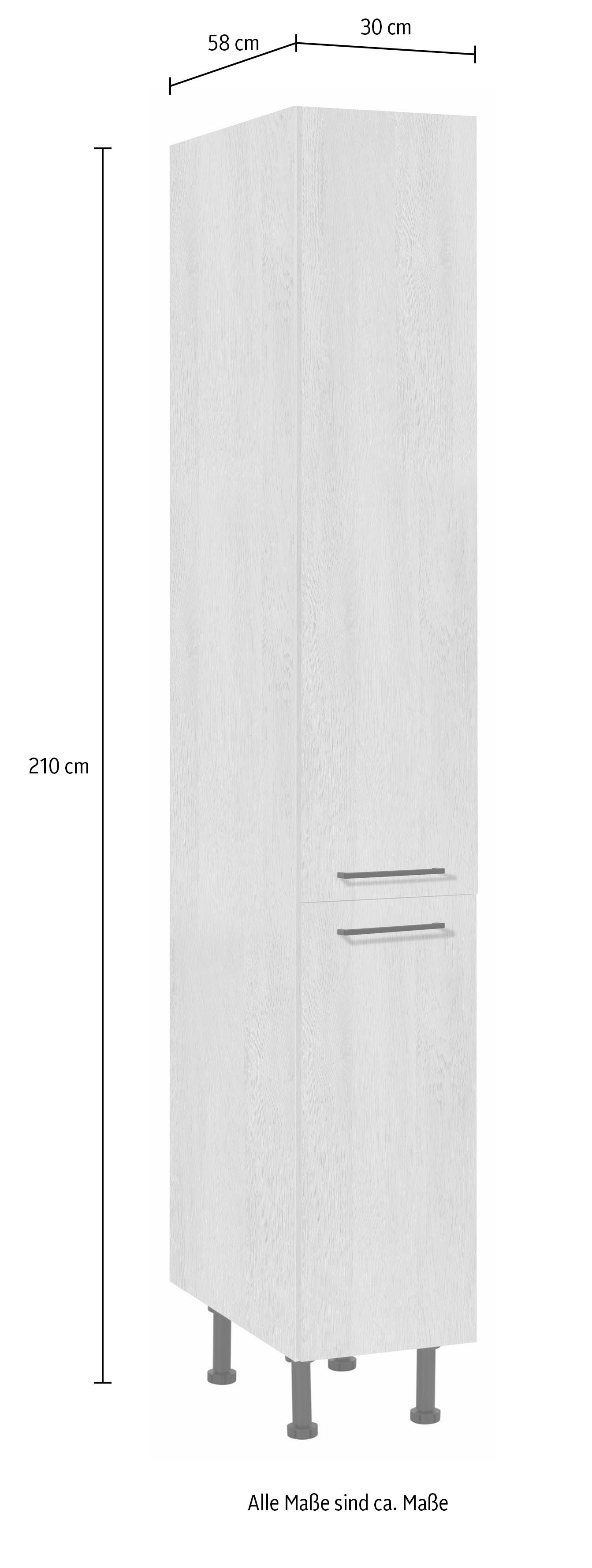 wiho Küchen Apothekerskast Nisos 30 cm breed, soft-close in lades, verstelbare voeten, zonder blad