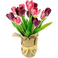 i.ge.a. kunstplant tulpen in jute bloesems lente decoratie lente decoratie pasen decoratie kunstbloemen bloemen nep tulp echte touch bruiloft hotel feestdecoratie zijden bloem tafeldecoratie kamerplant bloemisterij (1 stuk) roze
