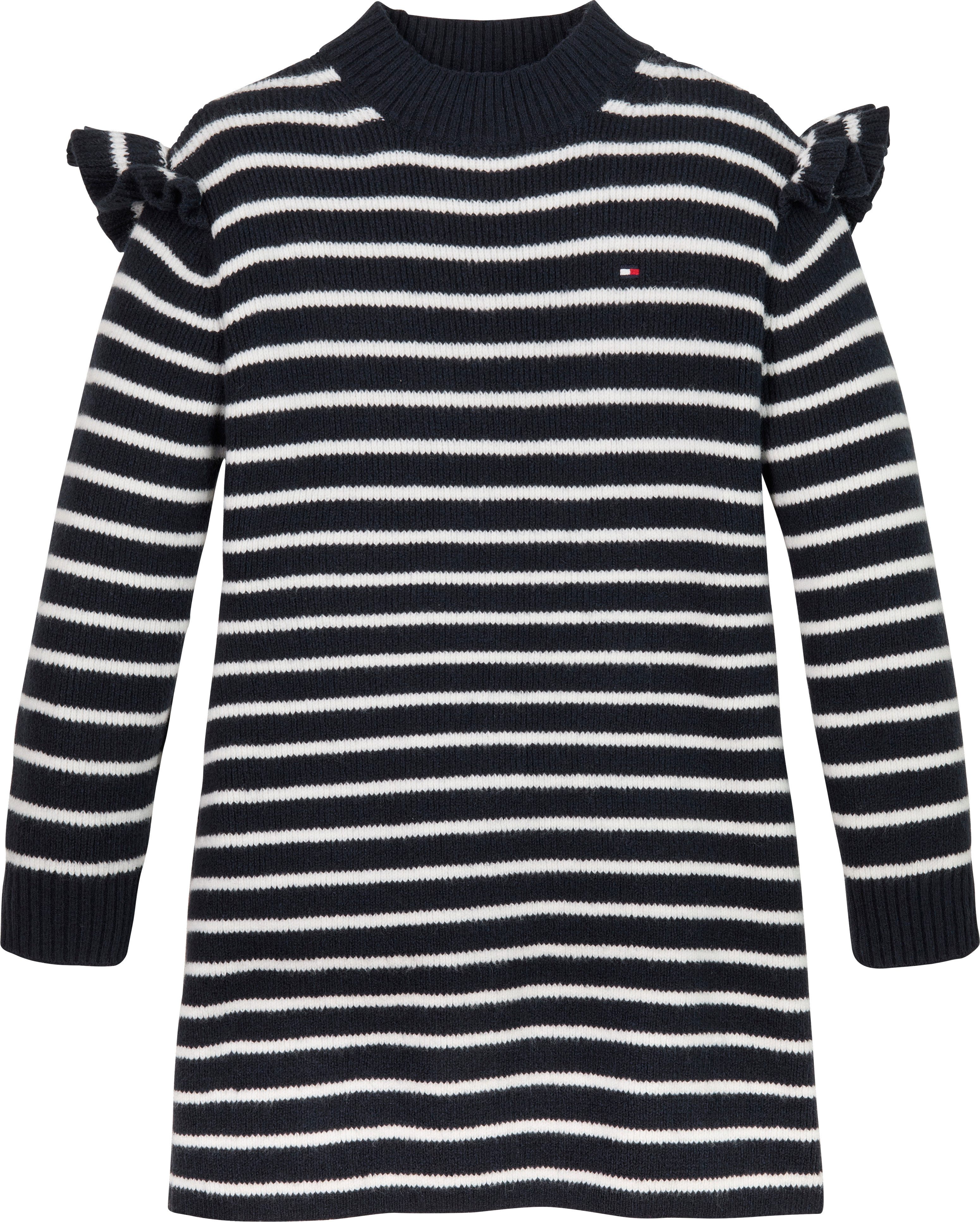 Tommy Hilfiger Gebreide jurk RUFFLE SKATER DRESS LS Baby tot 2 jaar, met streepmotief