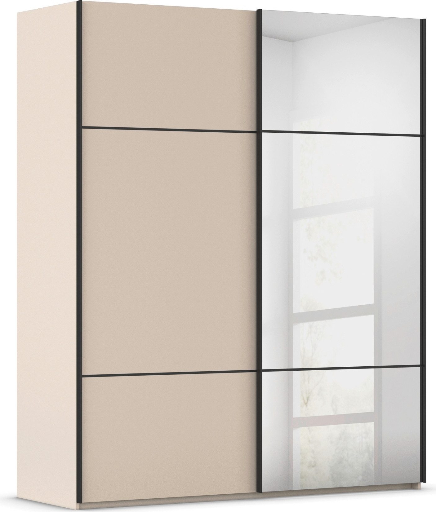 rauch Schuifdeurkast Kledingkast kast garderobe slaapkamerkast SCALE-TRIO edel drievoudig front met 2 sierlijsten en spiegel made in germany