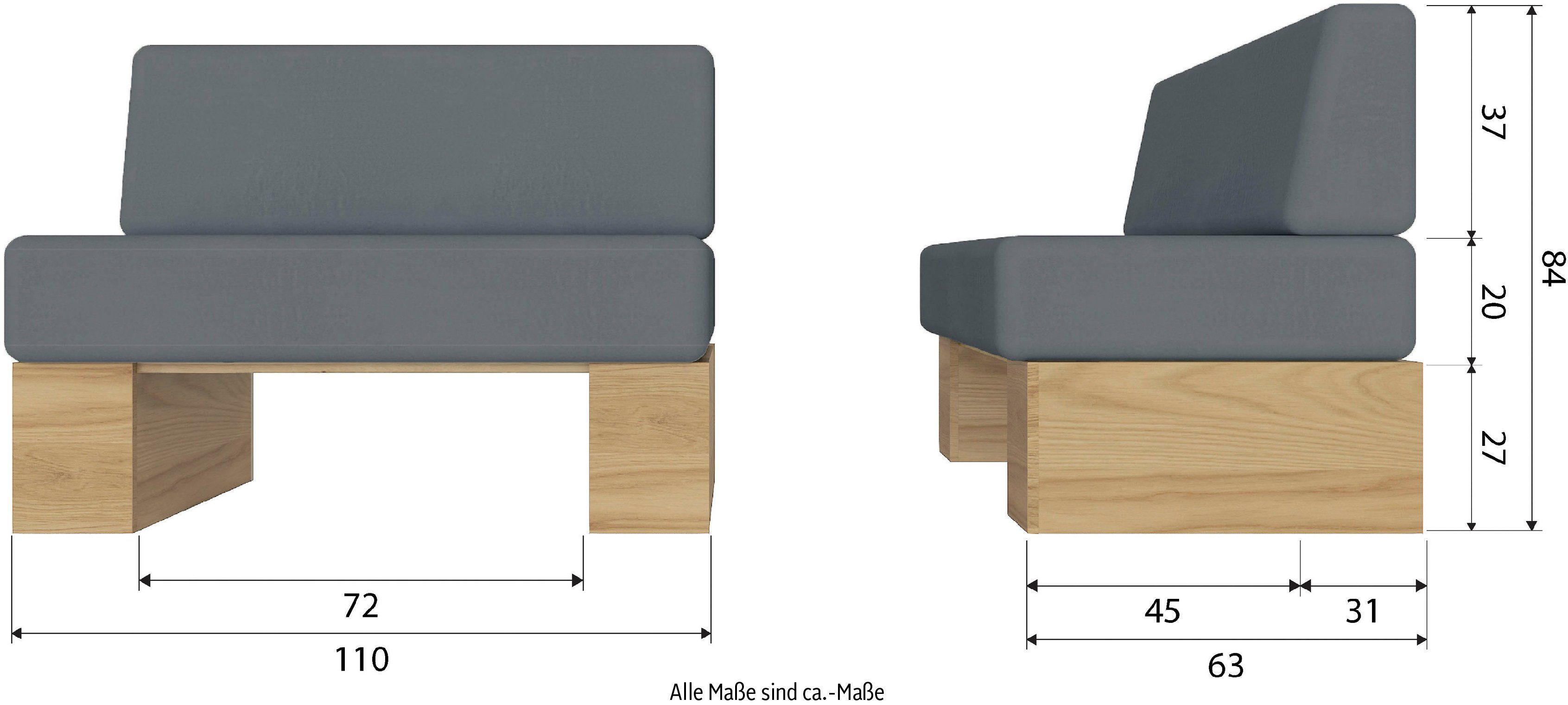 WOOOD Eetbank Dine Bank, met comfortabele zitkussens, breedte 200 cm