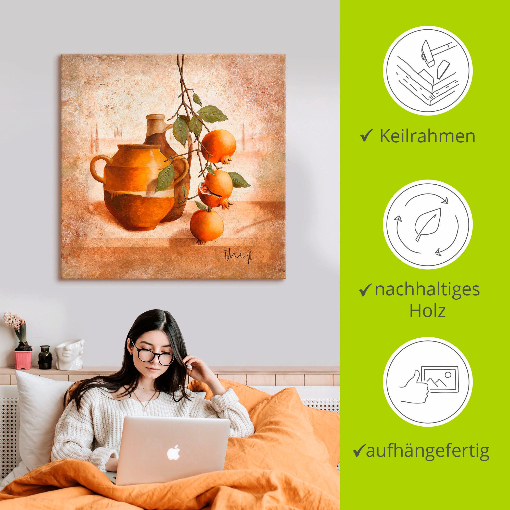 Artland Artprint Rijpe granaatappels als artprint op linnen, poster in verschillende formaten maten