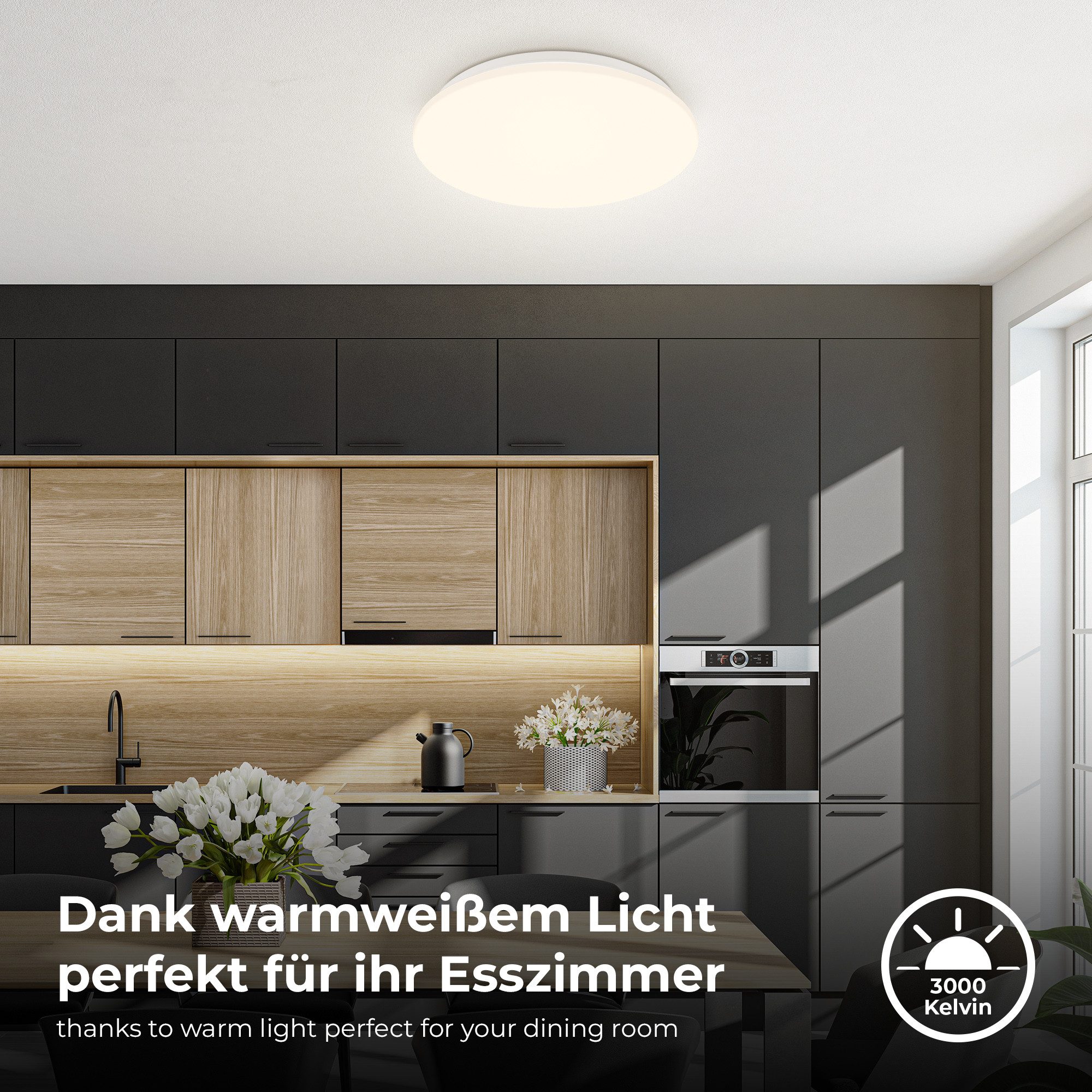 B.K.Licht Led-plafondlamp LED bad plafondlamp met microwavesensor (1 stuk)
