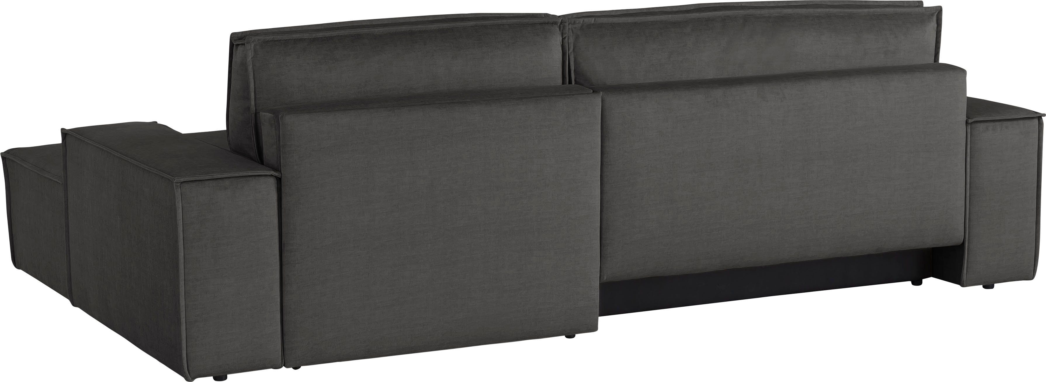 Home affaire Hoekbank SHERWOOD bedbank 267 cm, L-model, Slaapfunctie met bedlade (210x136 cm), cord, vintage, fluweel