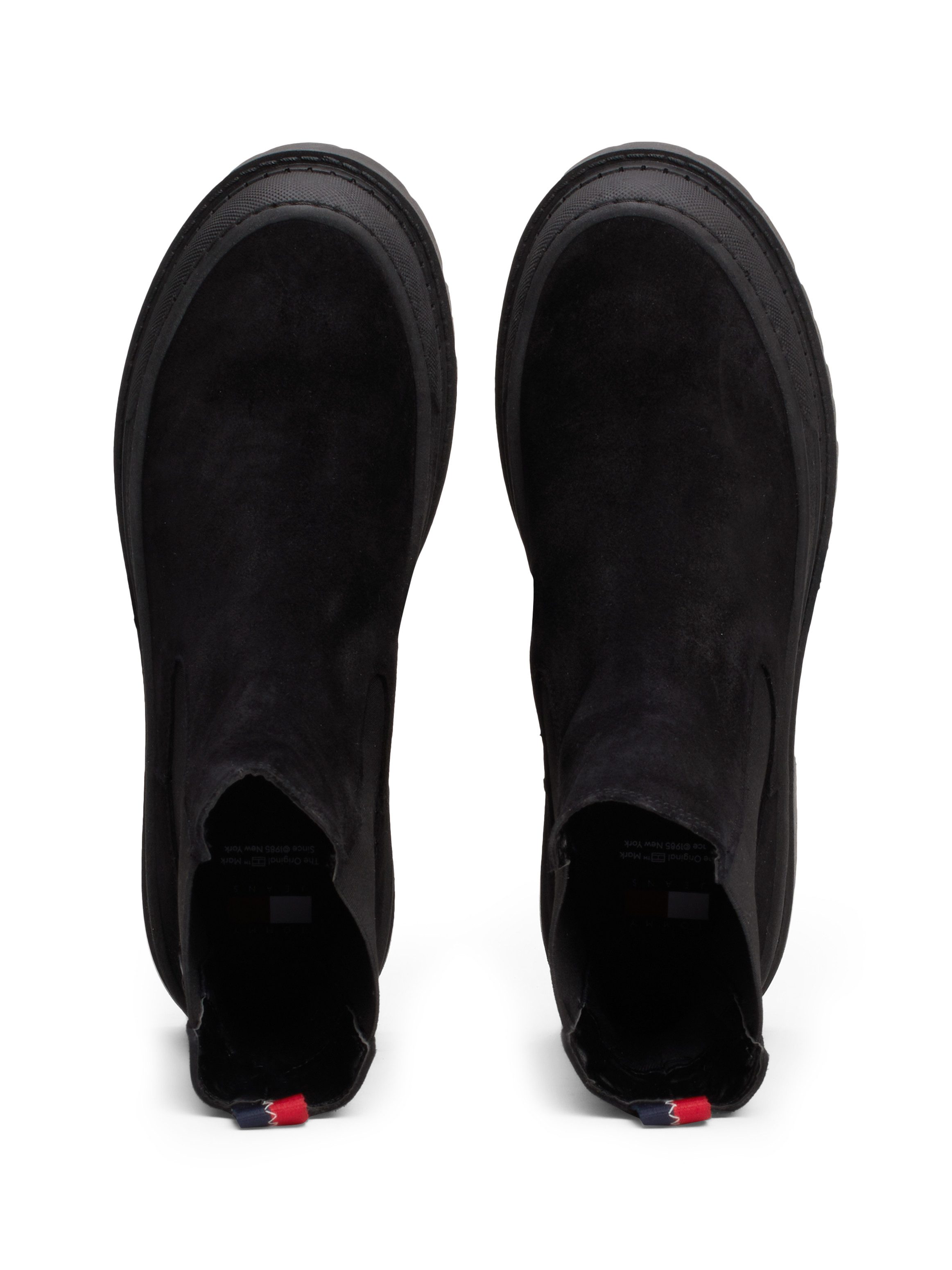TOMMY JEANS Chelsea-boots TJW FOXING CHELSEA SUEDE blokhak, instap laarzen, enkellaars met kleurrijke aantrekloop