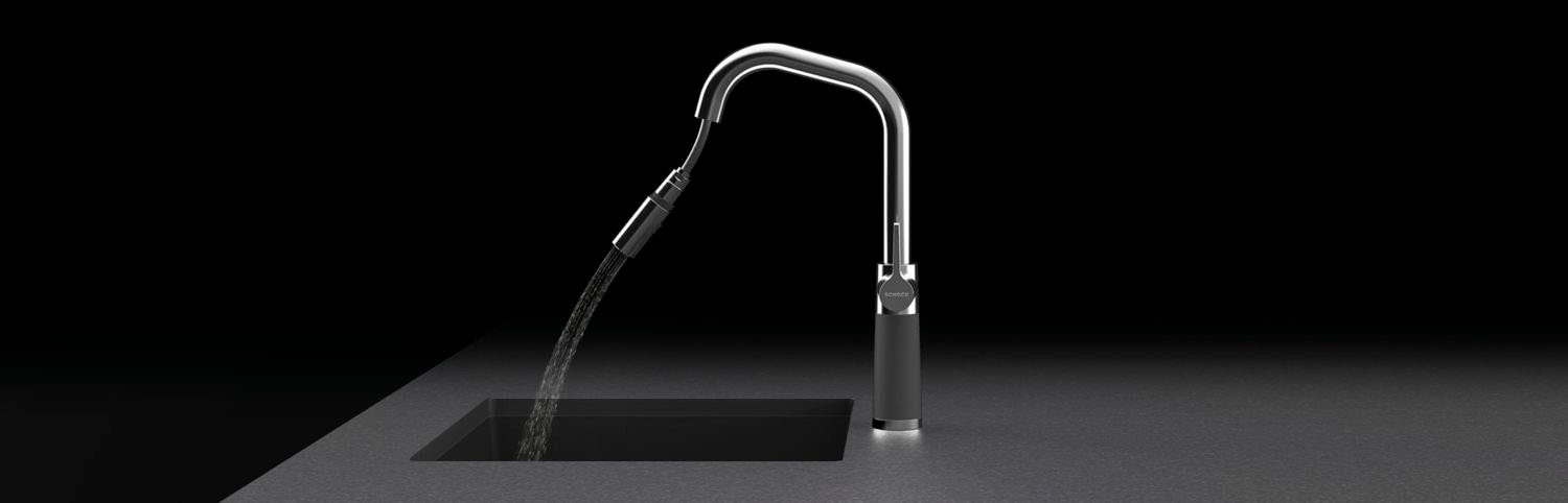 Schock Keukenkraan SC-530 SB uitschuifbaar, straal-douche, terugstroombegrenzer, draaibereik 120°
