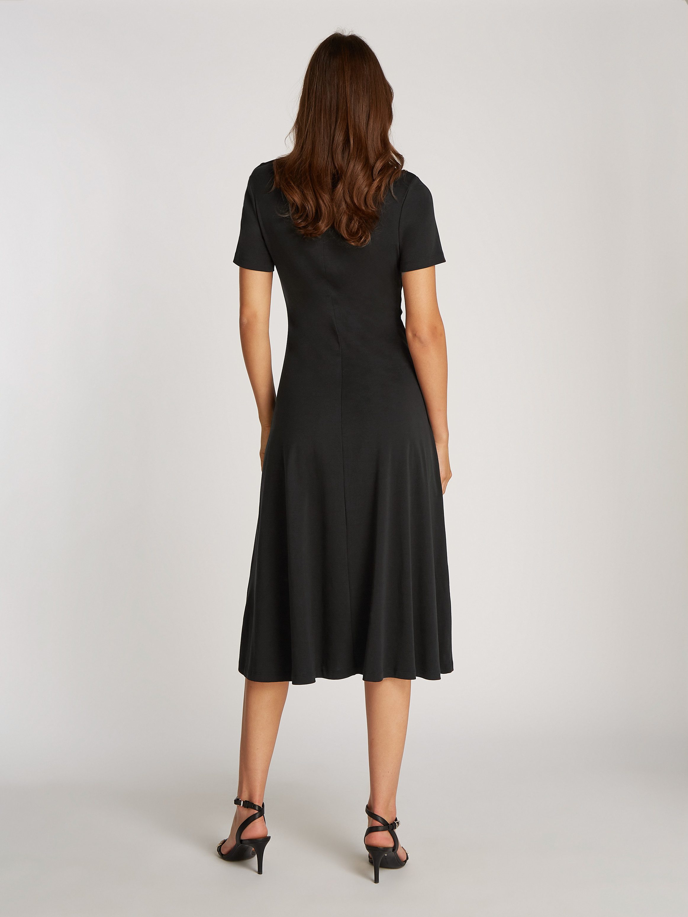 Tommy Hilfiger Jurk in a-lijn GOLD BTN DRESS met goudkleurige knopen in midi-lengte