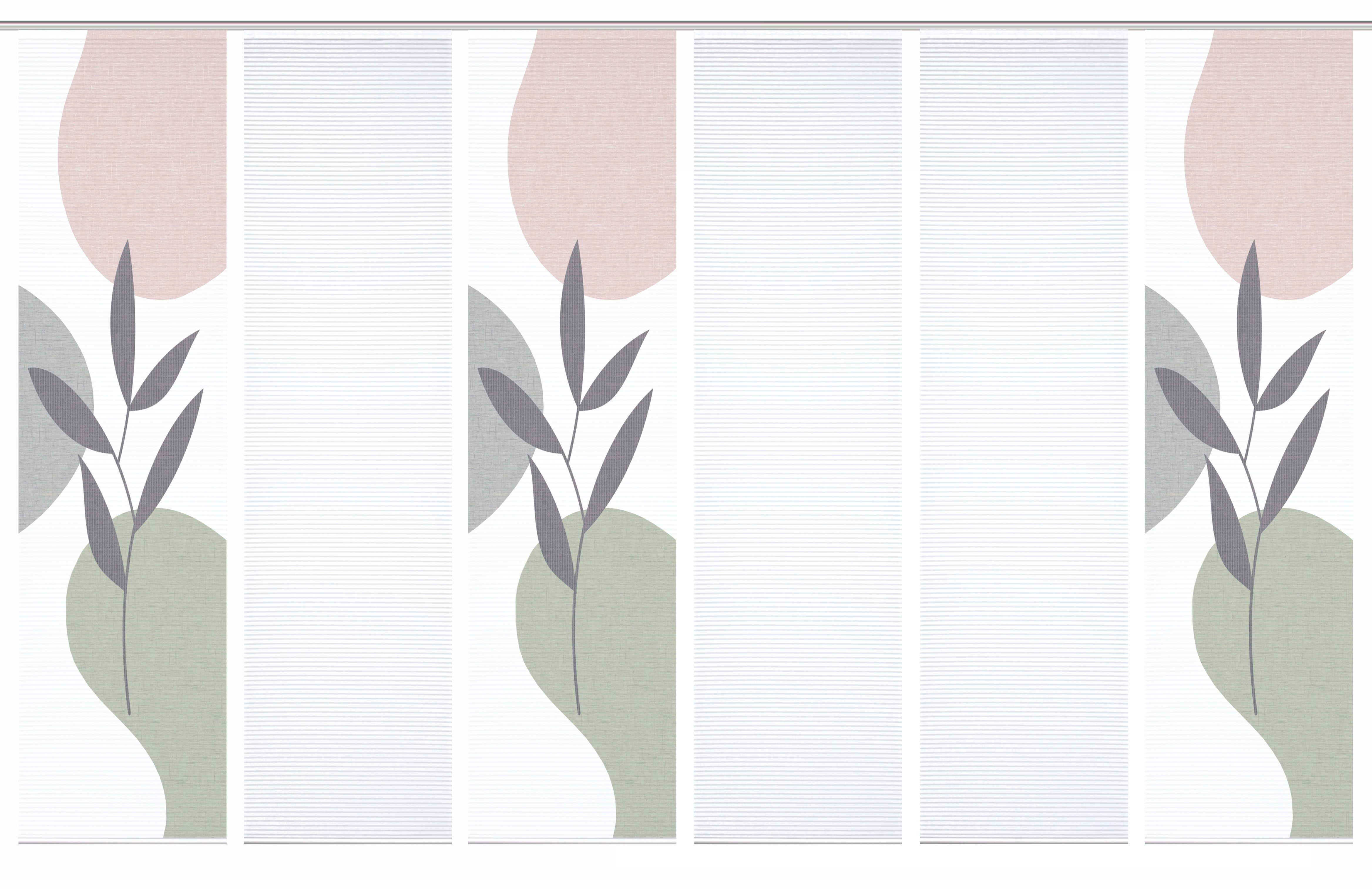 HOME in green Paneelgordijn FRONDA SET DIGITALE PRINT, BAMBOELOOK GERECYCLED (6 stuks)