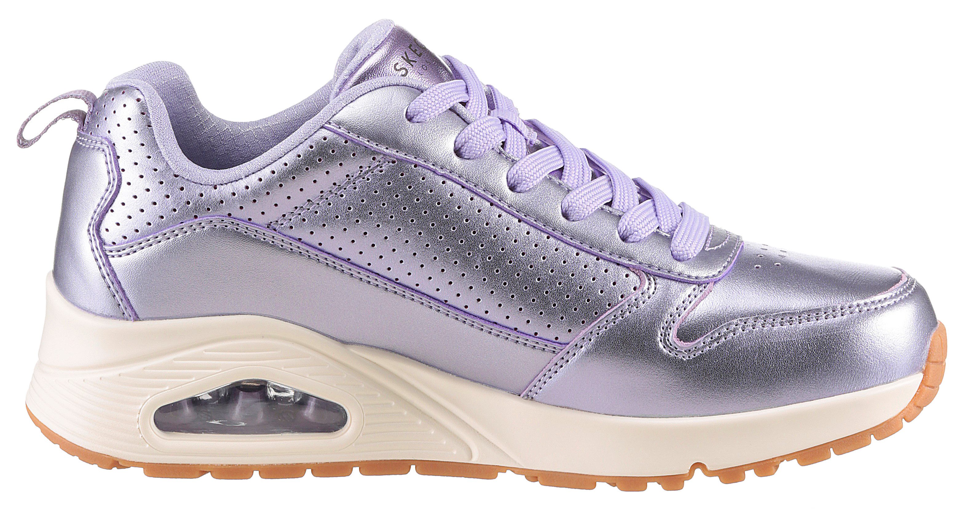 Skechers Sneakers Uno - Metallixs , sleesneaker, plateausneaker, veterschoen, lage schoen in metallic-look