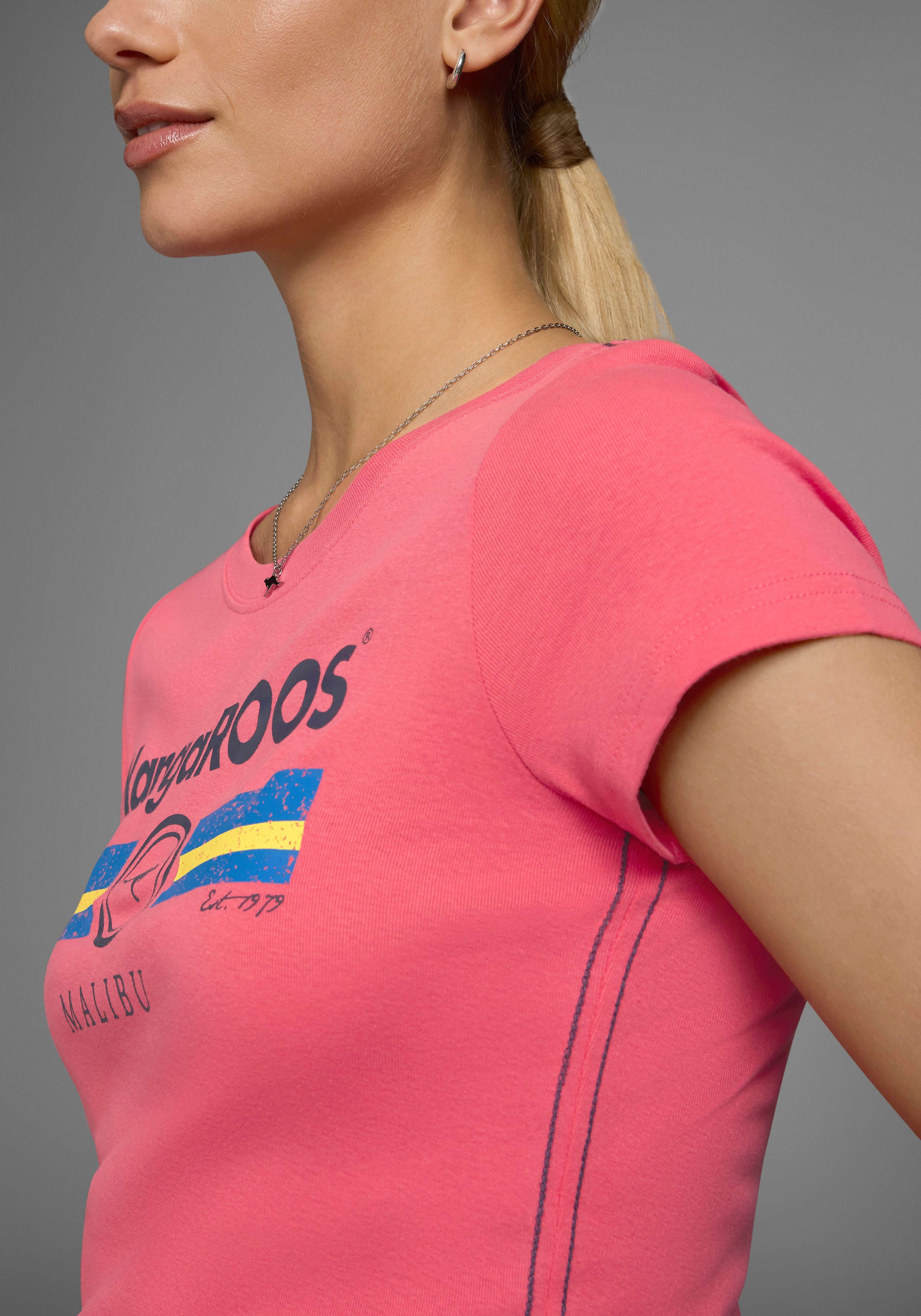 KangaROOS T-shirt Korte mouwen, effen en bedrukt, ronde hals (1-delig)