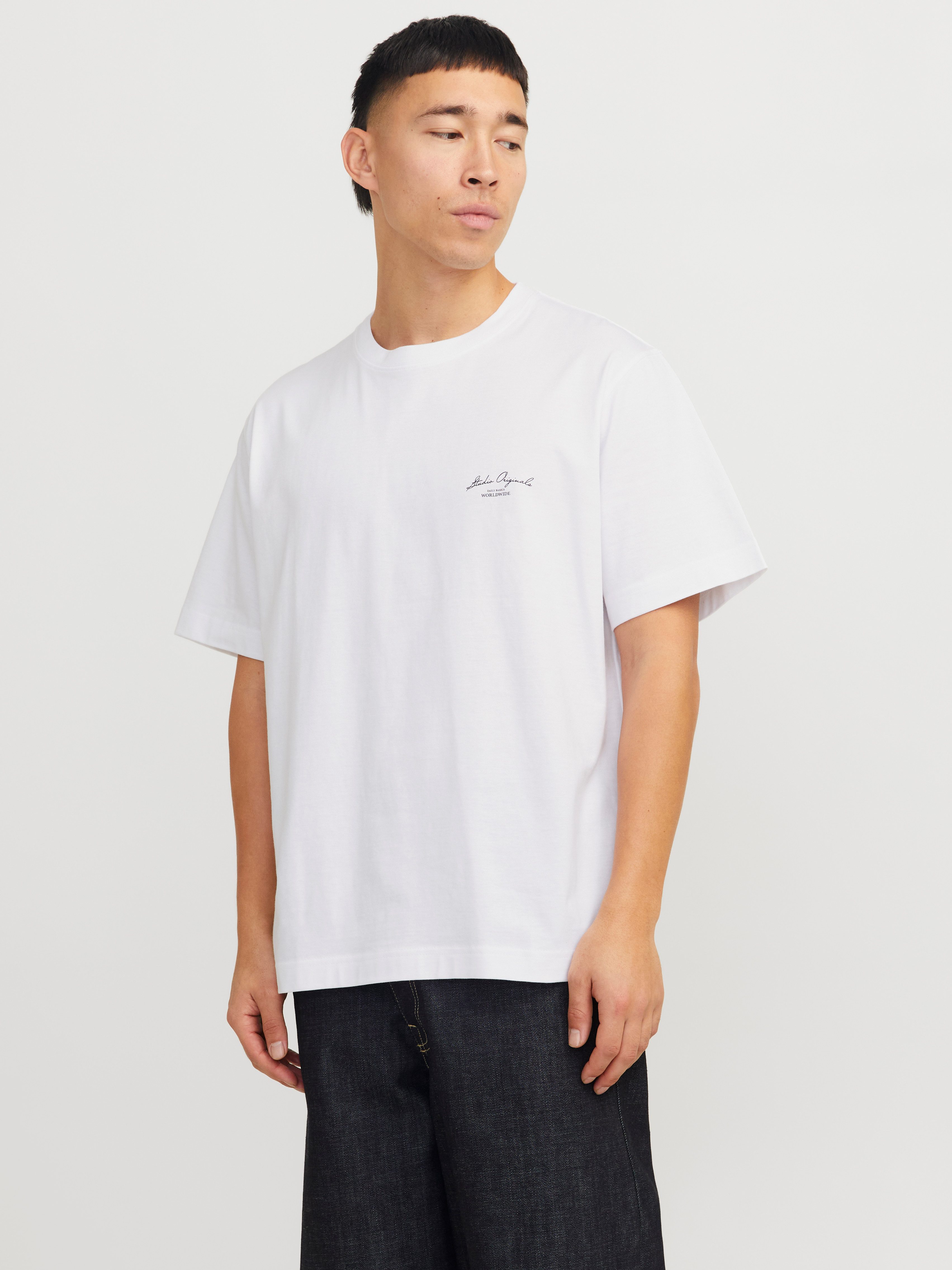 Jack & Jones T-shirt JORISLINGTON BACK TEE SS CREW NECK SN heren t-shirts maat XS wit