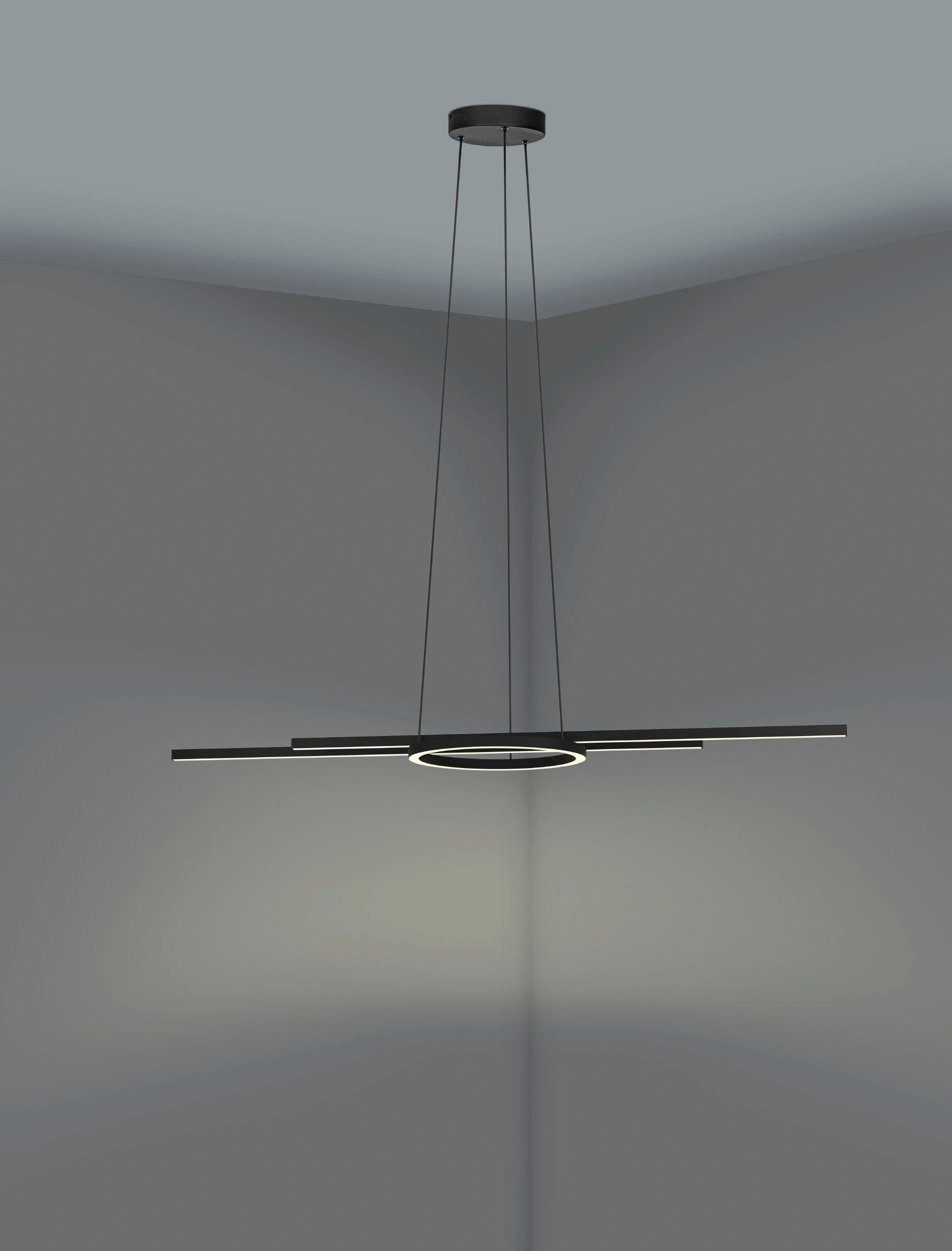 Eglo LED hanglamp Ruotale, pendellamp eettafel, lamp hangend voor woonkamer en eetkamer, eettafellamp van zwart metaal en wit kunststof, warm wit