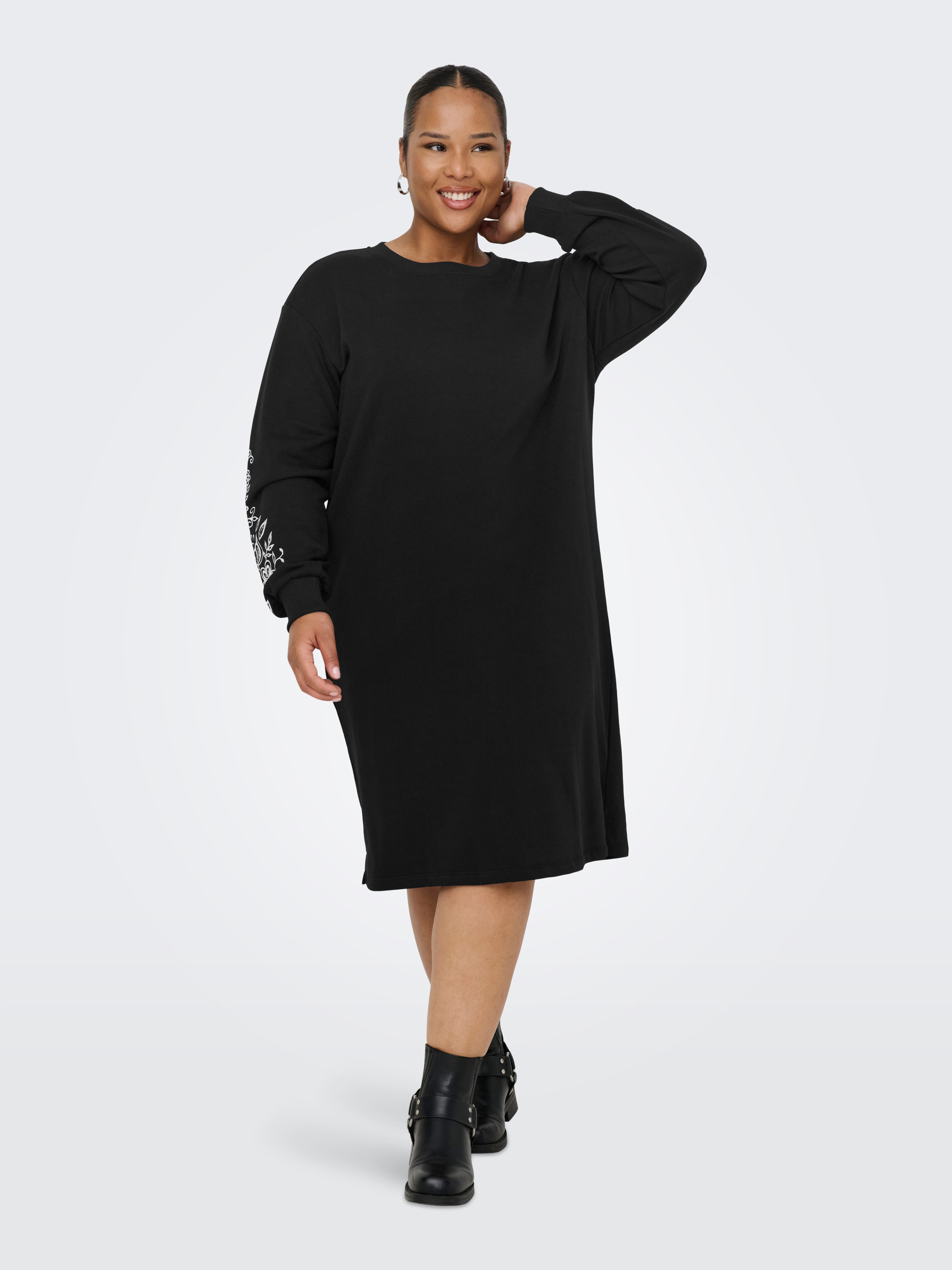 ONLY CARMAKOMA Sweatjurk CARJENNA LS O-NECK SWEAT DRESS SWT