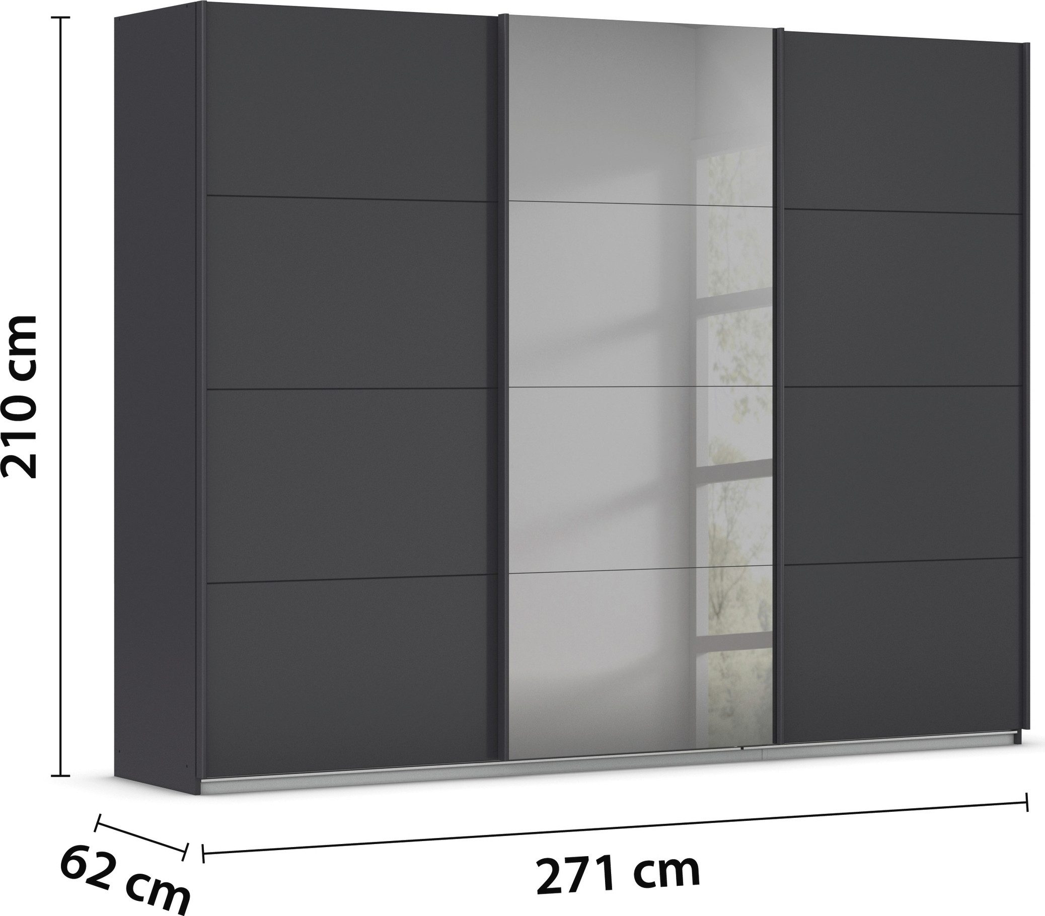Schuifdeurkast Ferris, kast breedte 2,71m Kast met spiegel in 3 uitvoeringen BASIC/CLASSIC/PREMIUM