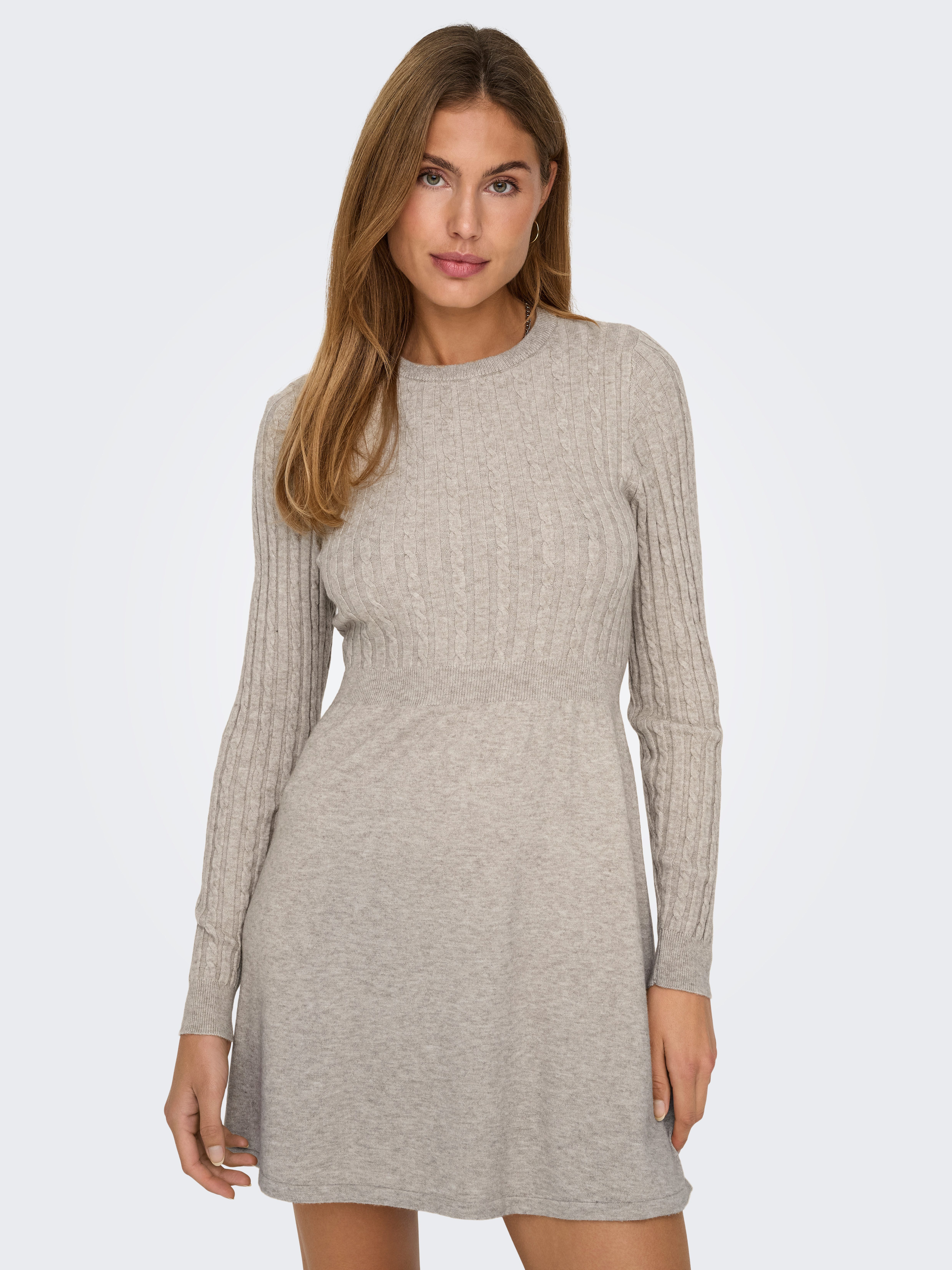 Only Gebreide jurk ONLFIA LS CABLE DRESS KNT