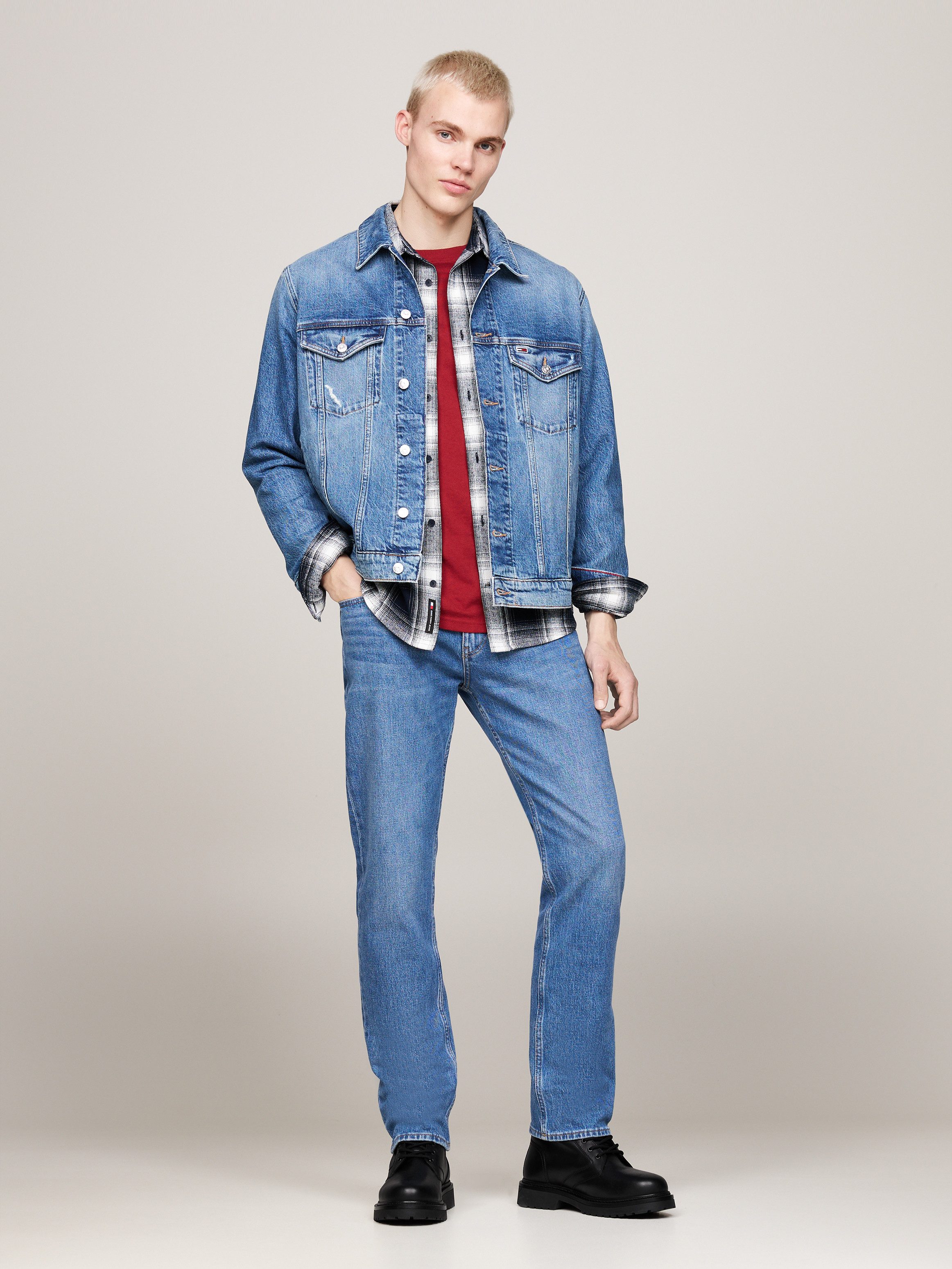 TOMMY JEANS Veterschoenen TJM LACE UP BOOT hakken, veterschoenen met gewatteerde schaprand