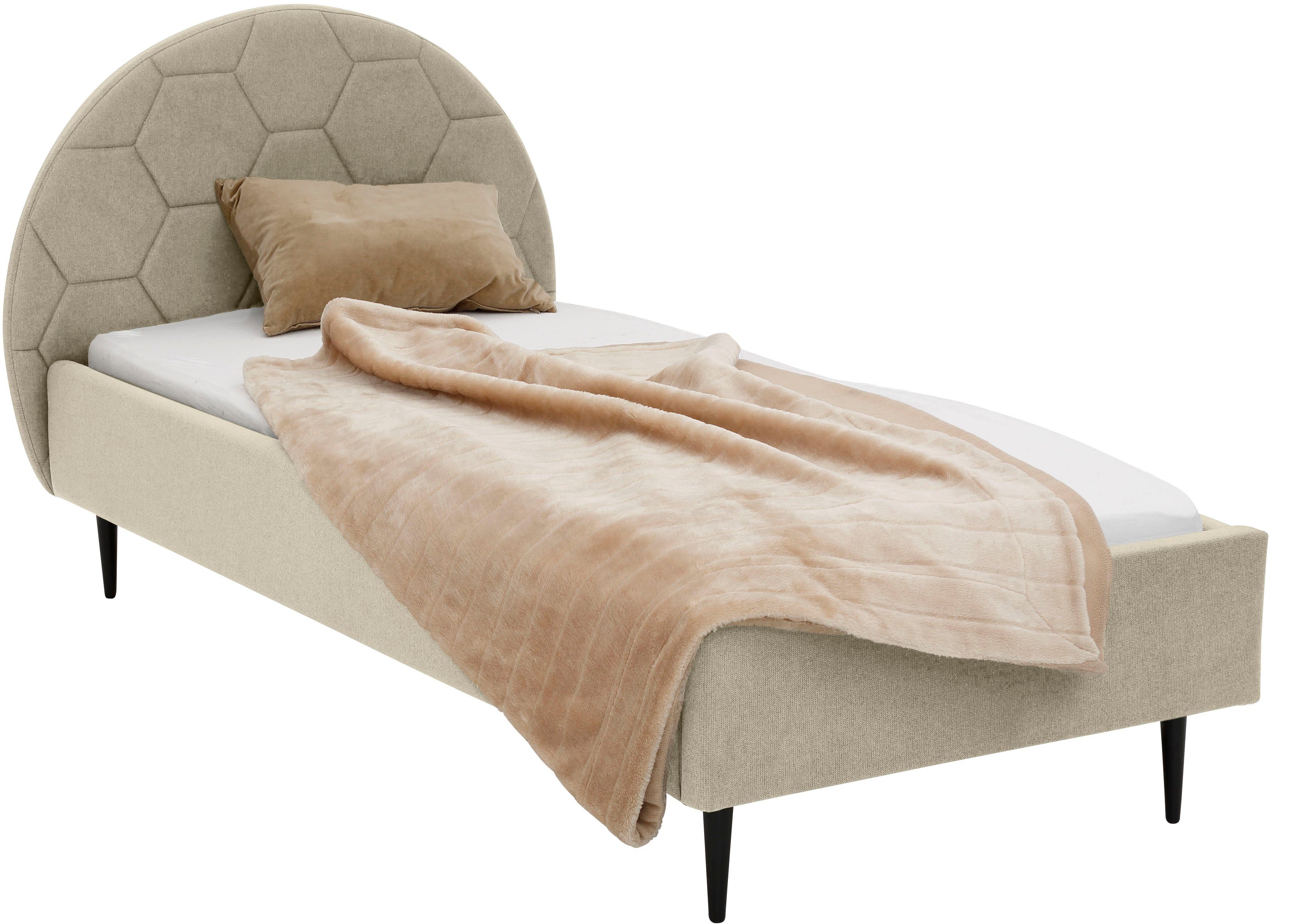 Lüttenhütt Gestoffeerd bed Gebko prettig bekleed hoofdbord met decoratief honingraatmotief