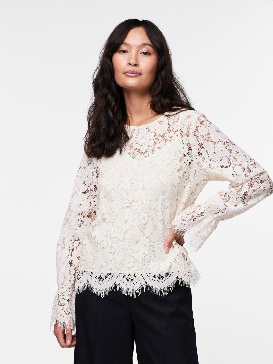 Y.A.S Kanten blouse YASPERLA LS LACE TOP S. NOOS