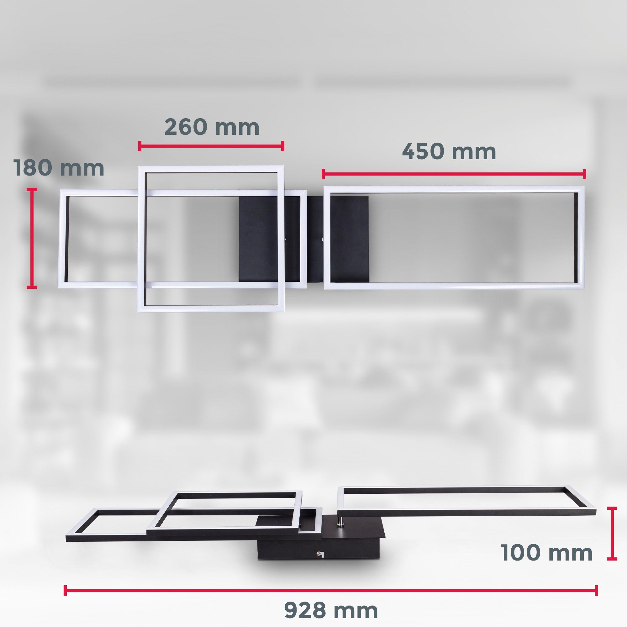 B.K.Licht Led-plafondlamp BK_FR1511 LED frame plafondlamp, kleurtemperatuurregeling, dimbaar (1 stuk)