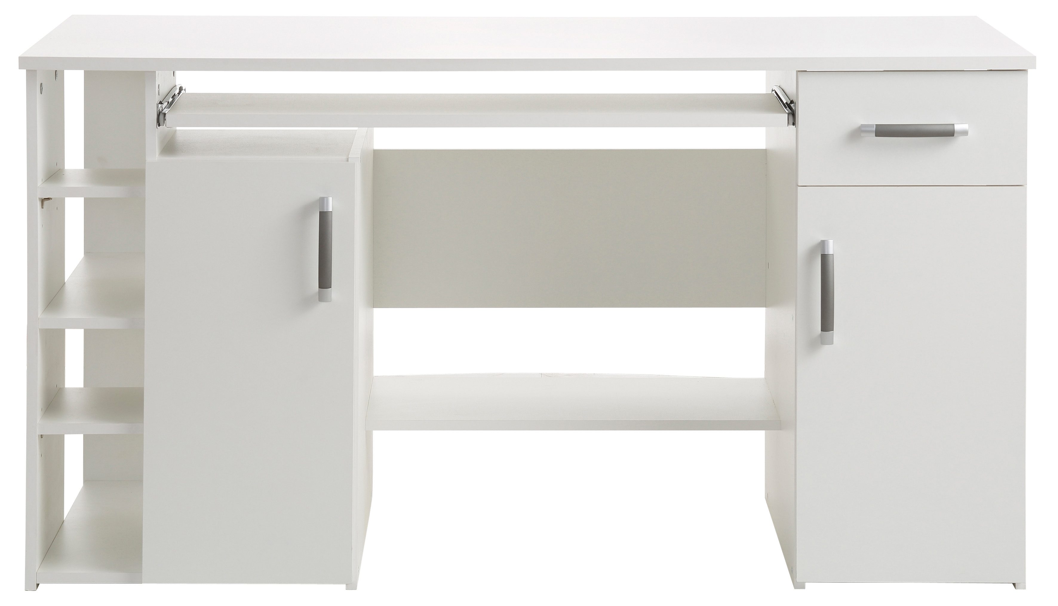vogl moebelfabrik bureau tim met 5 vakken en uittrekplank voor het toetsenbord, made in germany wit
