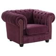 max winzer chesterfield-fauteuil rover met elegante knoopstiksels paars