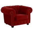 max winzer chesterfield-fauteuil rover met elegante knoopstiksels rood