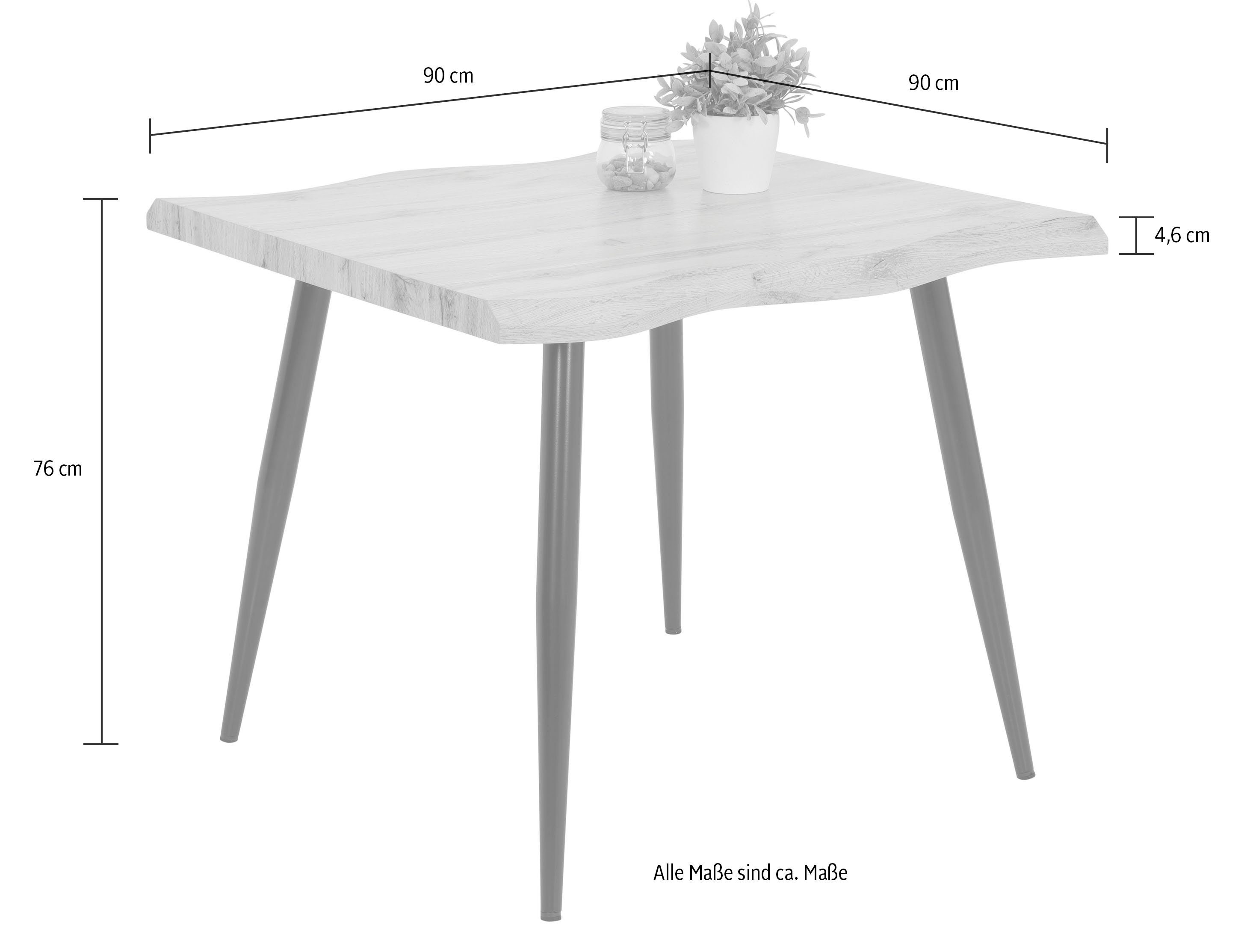 HELA Tafel met hout GABI IV Boomstructuur (Face Up), 90 x 90 cm, praktisch voor kleine kamers