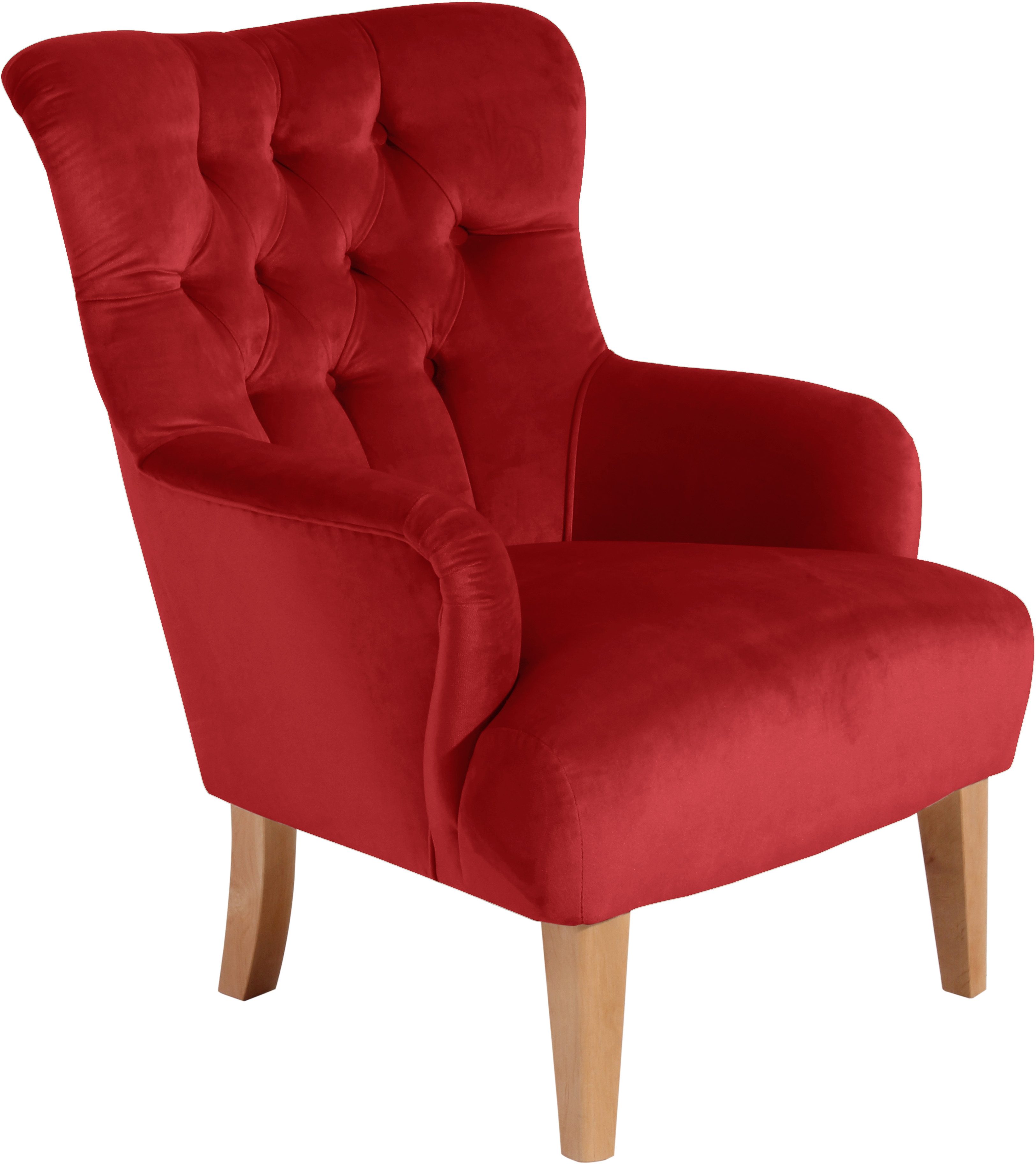 max winzer chesterfield-fauteuil bradley met elegante knoopstiksels rood