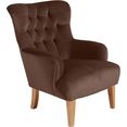 max winzer chesterfield-fauteuil bradley met elegante knoopstiksels bruin