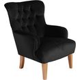 max winzer chesterfield-fauteuil bradley met elegante knoopstiksels zwart