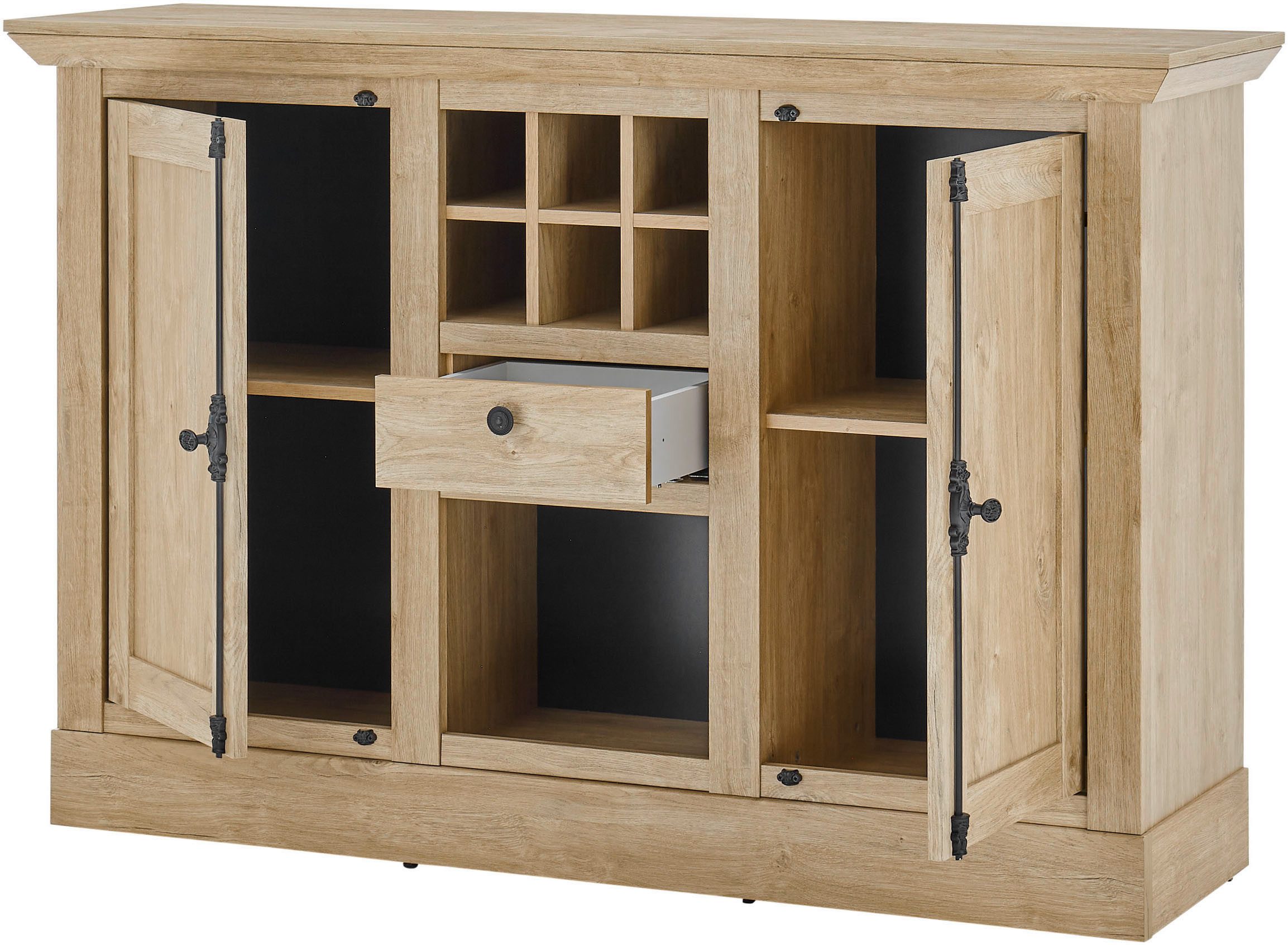 Home affaire Highboard Cornwall, commode in landelijke stijl, kast, sideboard, eiken decor (1 stuk)