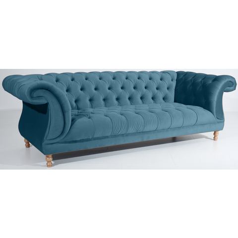 woonkamer driepersoons bankstel groen fluweel MAX WINZER® Chesterfield Isabelle