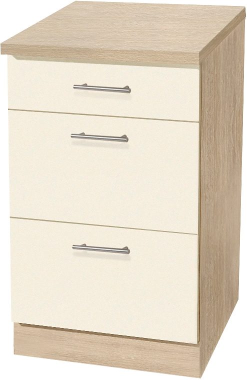 wiho Küchen Onderkast Kiel 50 cm breed, diepte 60 cm, met 2 grote laden en 1 lade onderkasten geel
