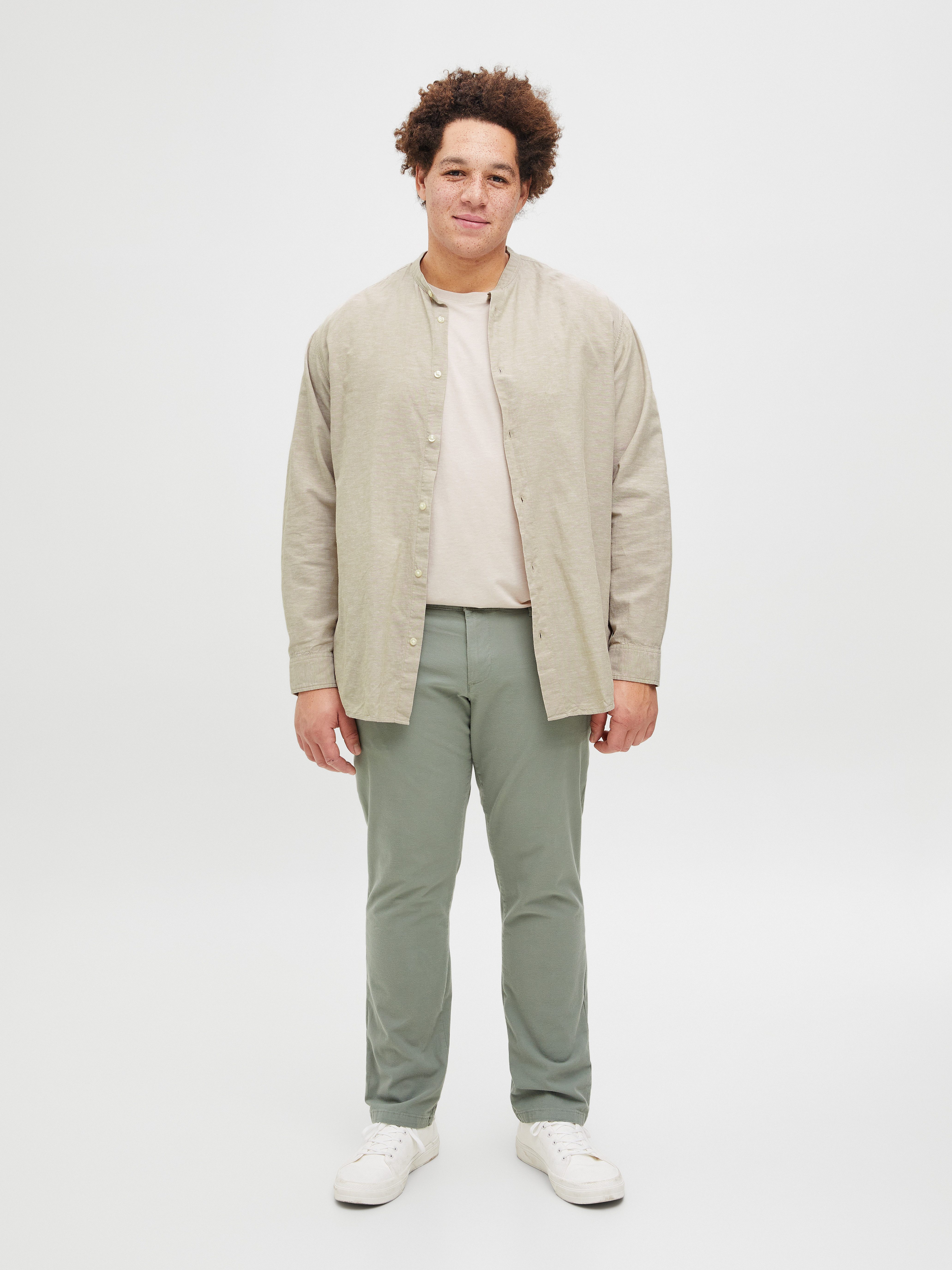 Jack & Jones PlusSize Overhemd met lange mouwen JJEBREEZE LINEN BLE BAND SHIRT LS SN PLS