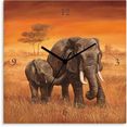 artland wandklok olifanten geluidloos, zonder tikkende geluiden, niet tikkend, geruisloos - naar keuze: radiografische klok of kwartsklok, moderne klok voor woonkamer, keuken etc. - stijl: modern bruin