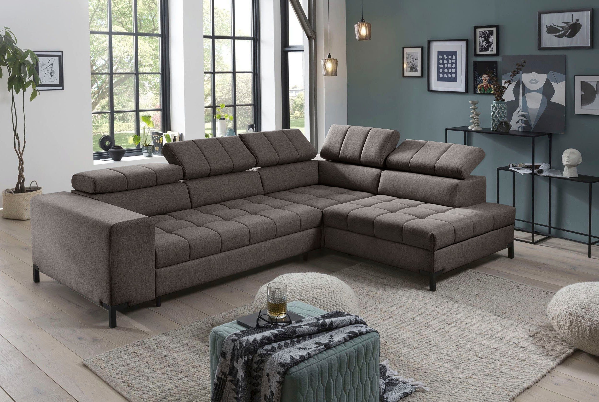 exxpo - sofa fashion Hoekbank Bocco, hoogwaardige afwerking, geweldig zitcomfort, comfortabel, L-vorm