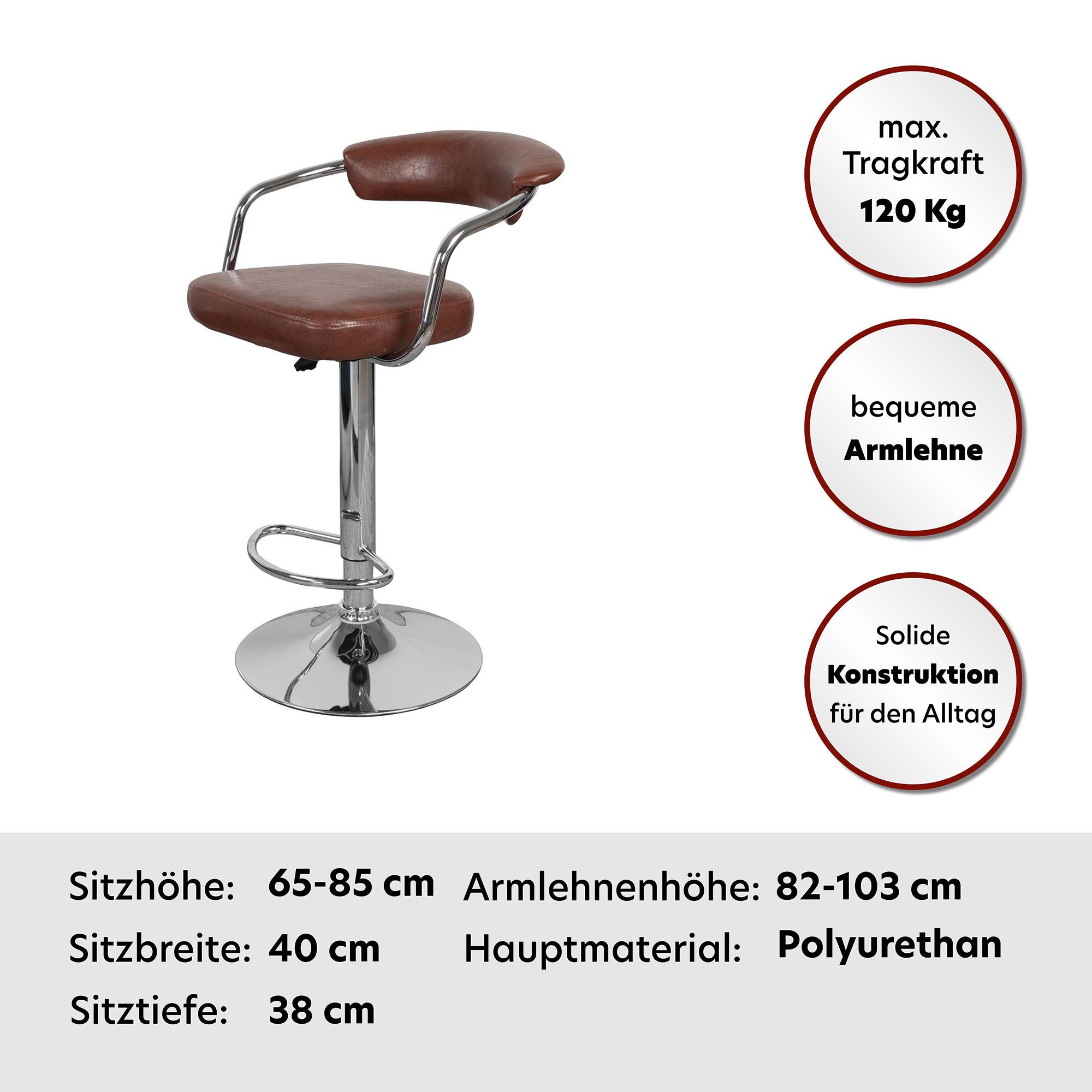 Kayoom Kinderstoel Barkruk Midnight 525 2-delige set, in leerlook, barkruk onderhoudsvriendelijk, in hoogte verstelbaar, comfortabel, draaibaar (set, 2 stuks)