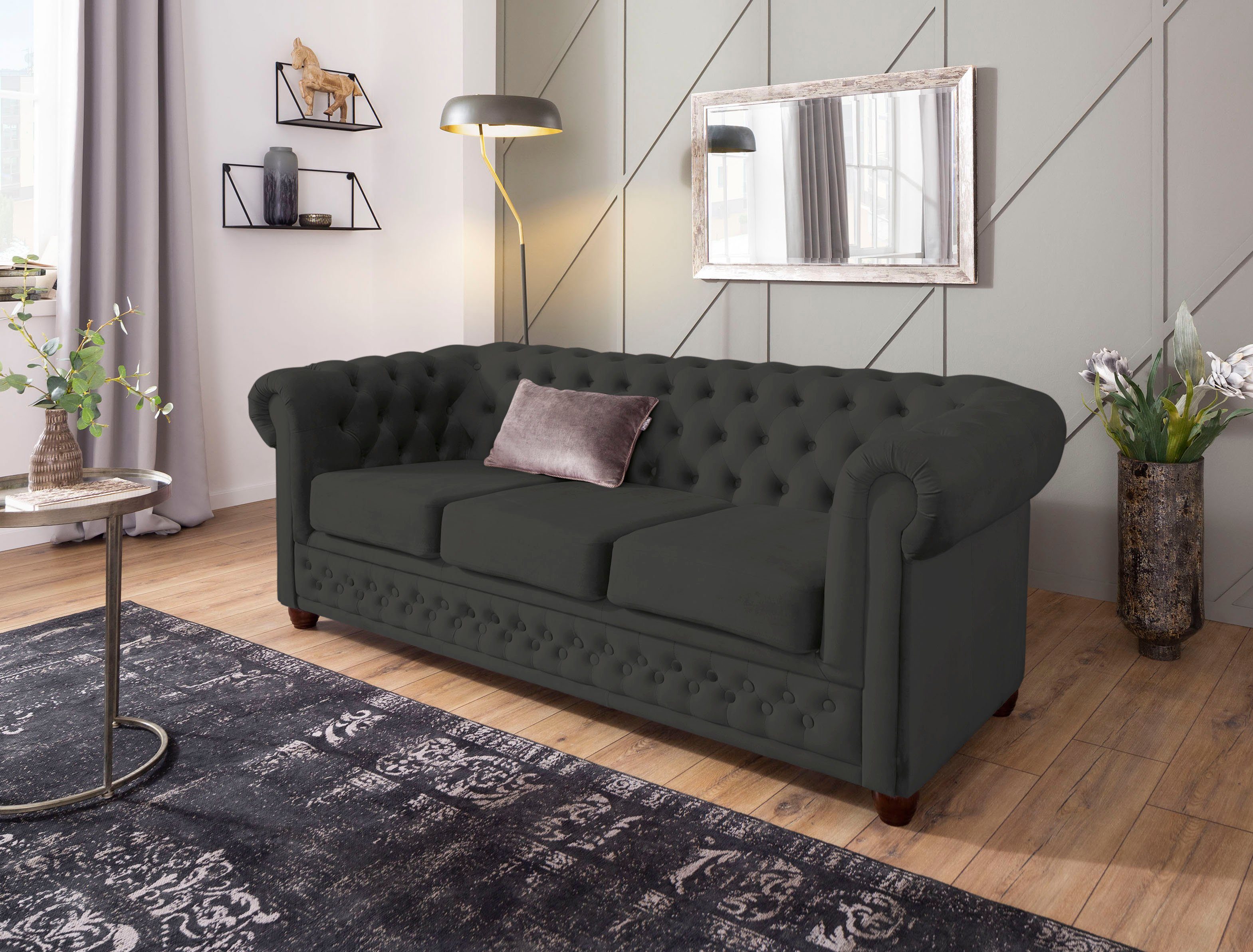 Home affaire Chesterfield-bank New Castle met hoogwaardige capitonnage in chesterfield-design, bxdxh: 203x86x72