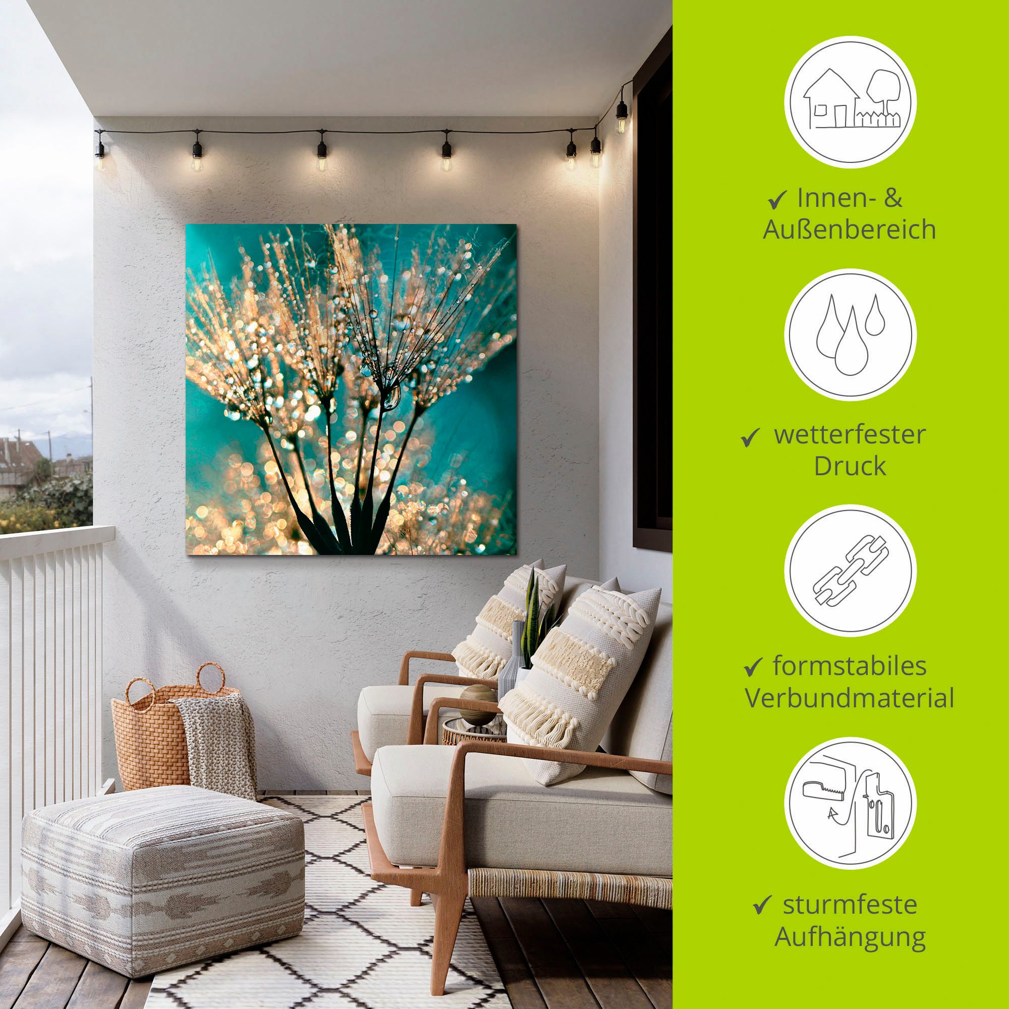 Artland Artprint Pluizenbol pluimen abstract als artprint van aluminium, artprint voor buiten, artprint op linnen, poster, muursticker