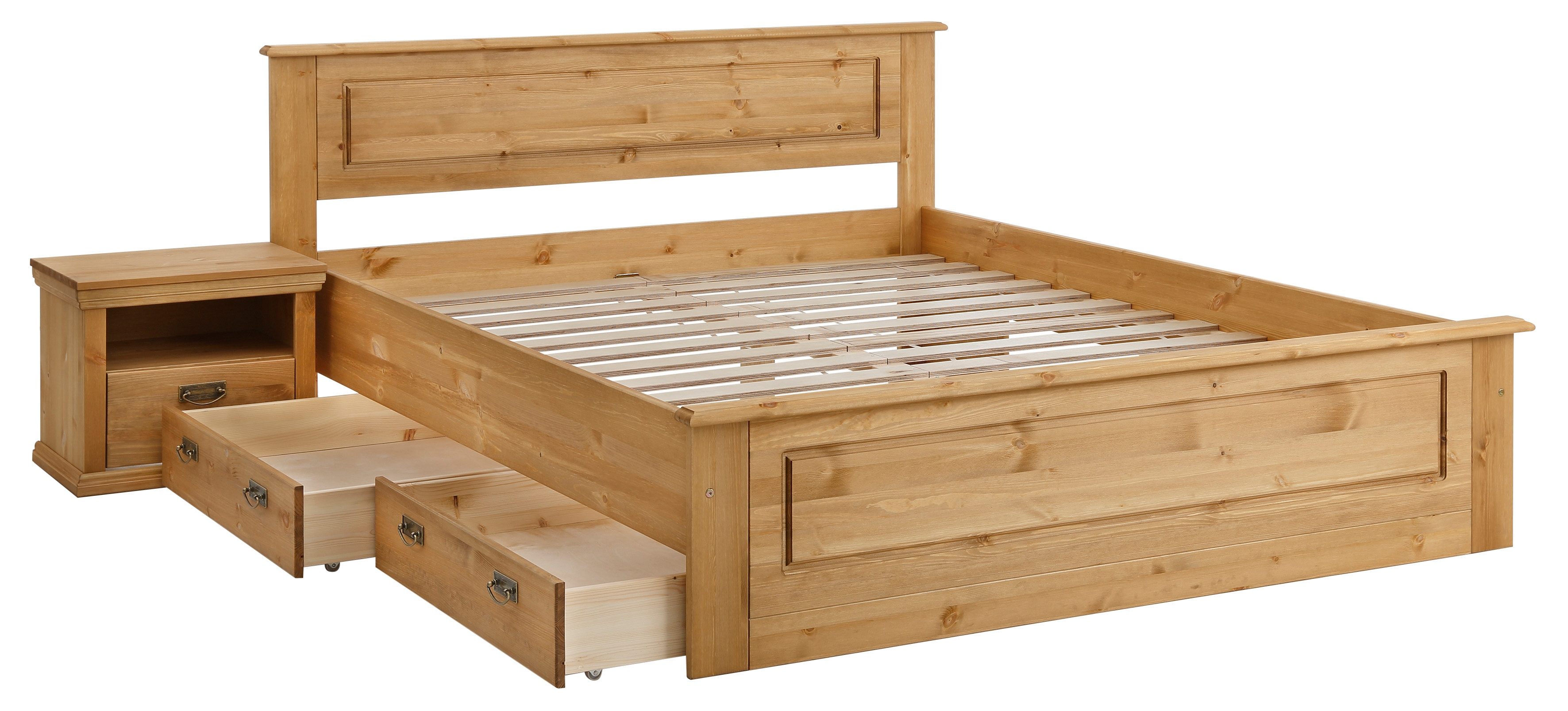Home affaire Massief houten ledikant Madrid, landelijke stijl, hoge belasting! van fsc®-gecertificeerd grenen, inclusief lattenbodem, cassette-look