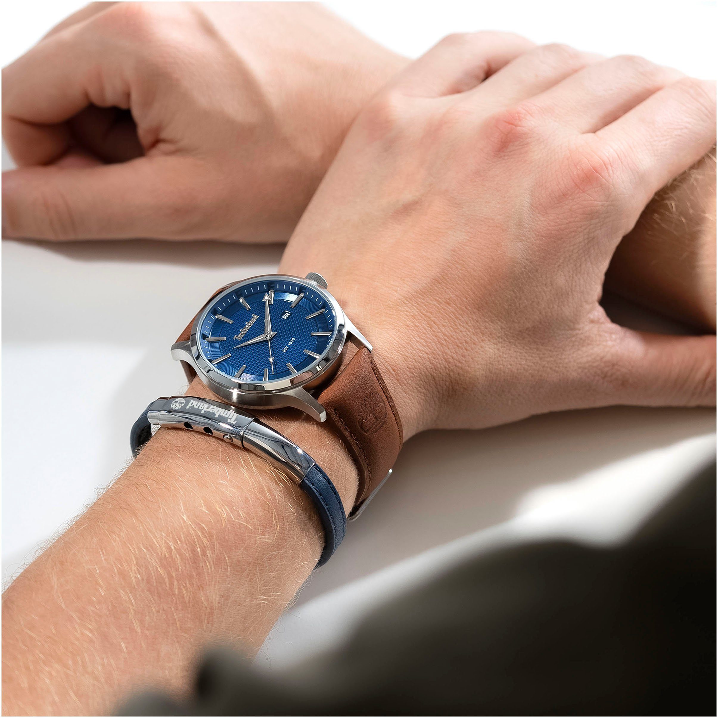 Timberland Kwartshorloge TRUMBULL Armbandhorloge, herenhorloge, datum, leren band