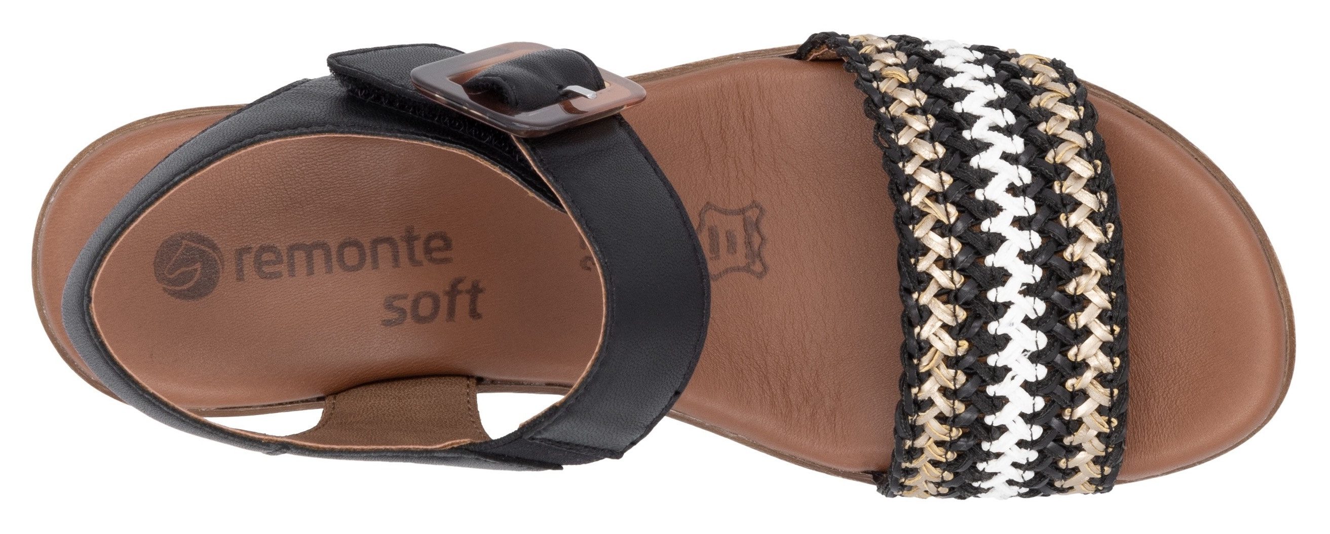 Remonte Sandaaltjes , blockhak, plateau, sandaal, zomerschoen met bandage in jute-look