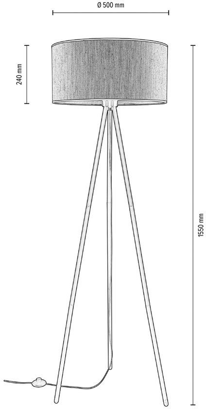andas Staande lamp Virrat, in Scandinavische stijl Vloerlamp met linnen kap, in tijdloos design, Made in Europe (8-delig)
