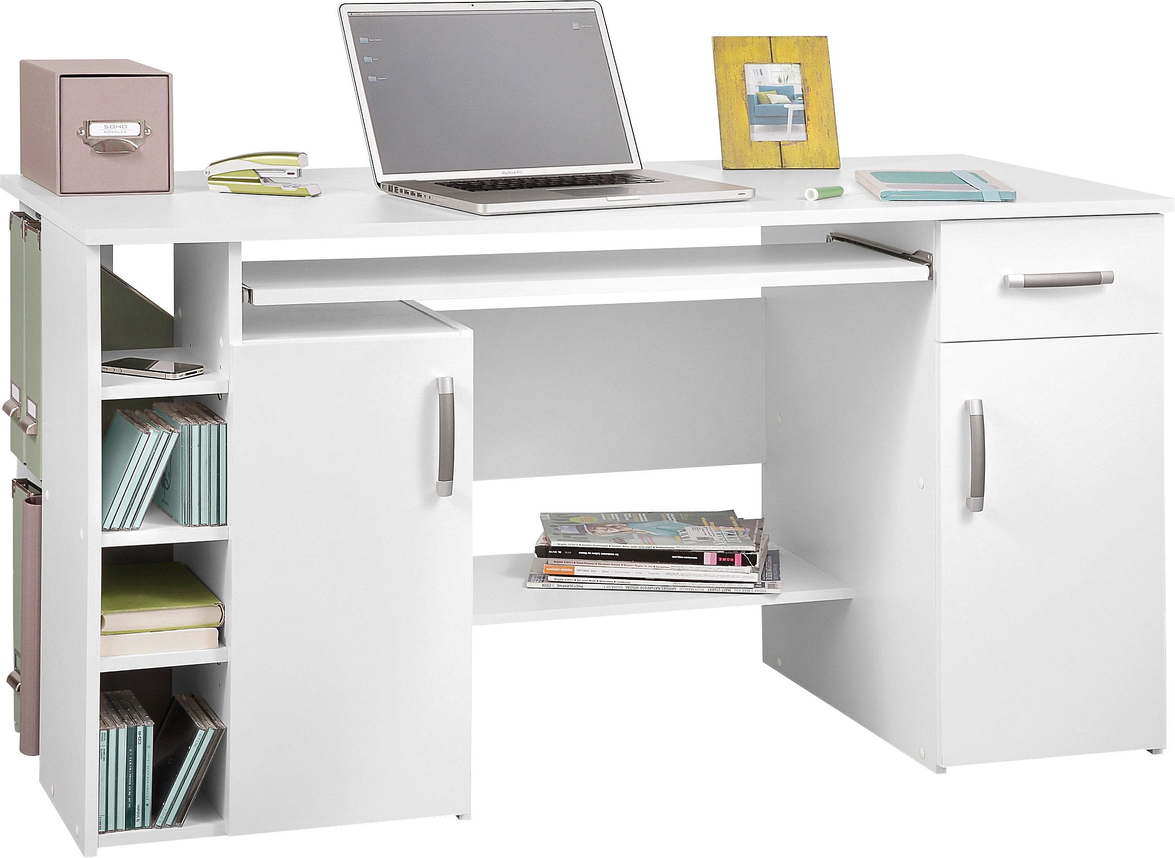 VOGL Möbelfabrik Bureau Tim met zijopen vakken & toetsenborduitrekking,