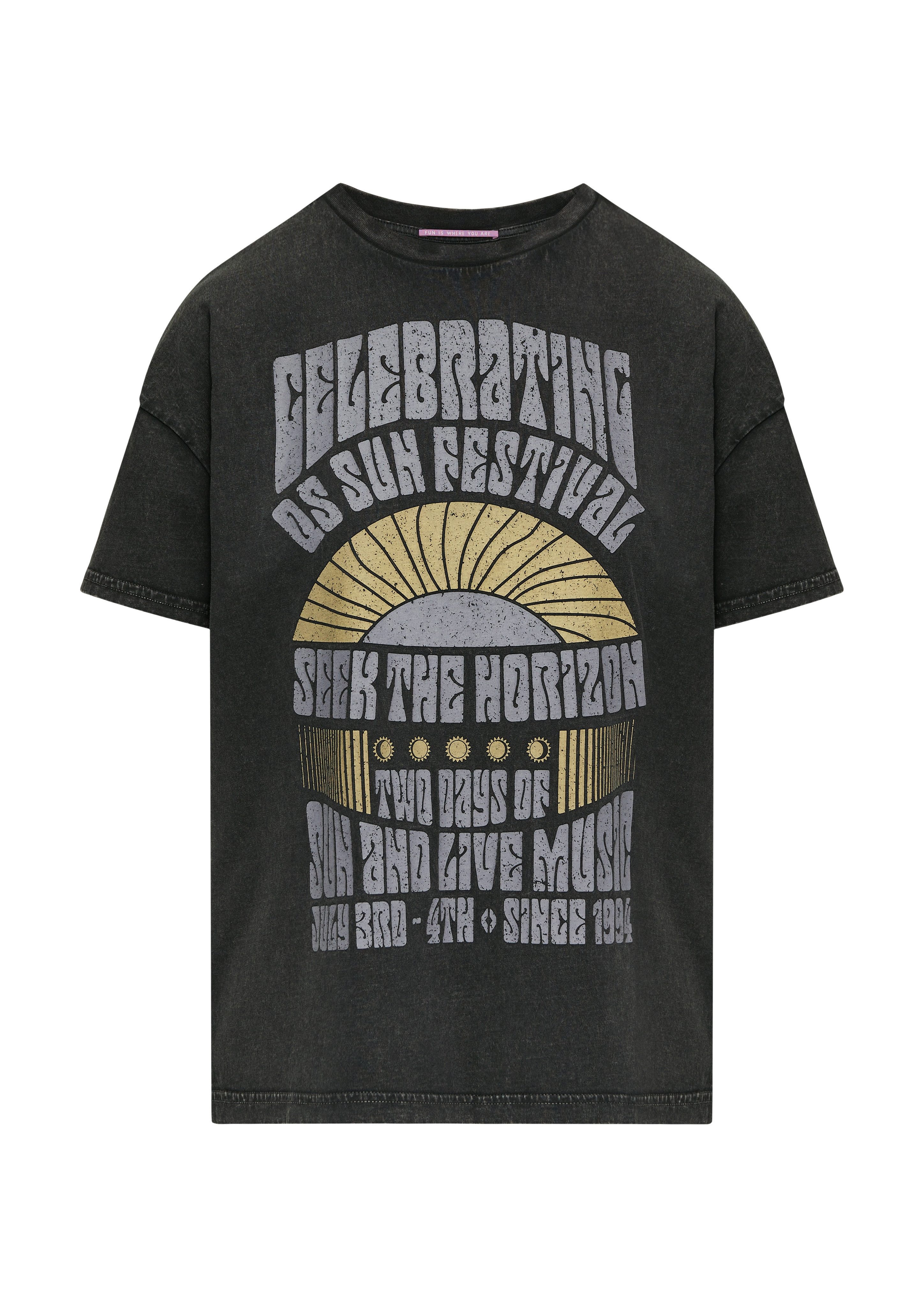 Q/S designed by Oversized shirt in vintage-look en met print